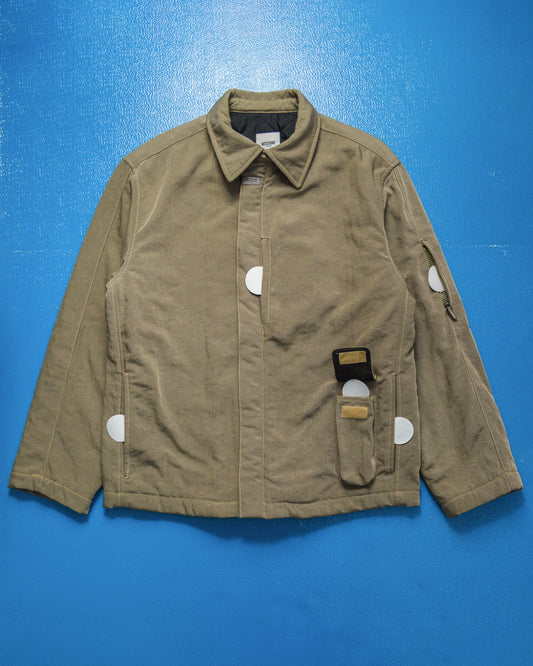 Late 90s Beige 3-D Pocket Asymmetrical Quilted Jacket (~L~)