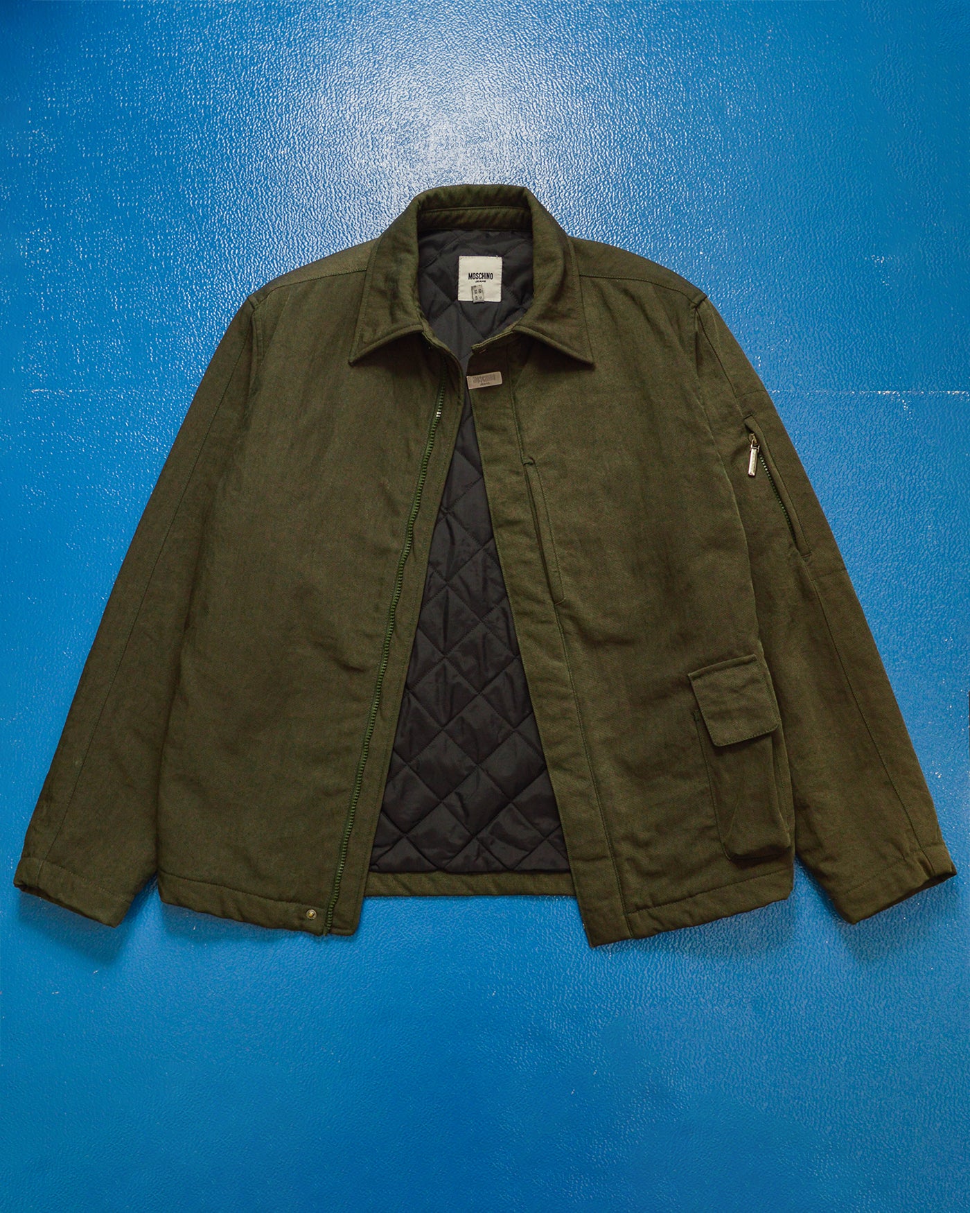 Late 90s Muted Green 3-D Pocket Asymmetrical Quilted Jacket (~M~)