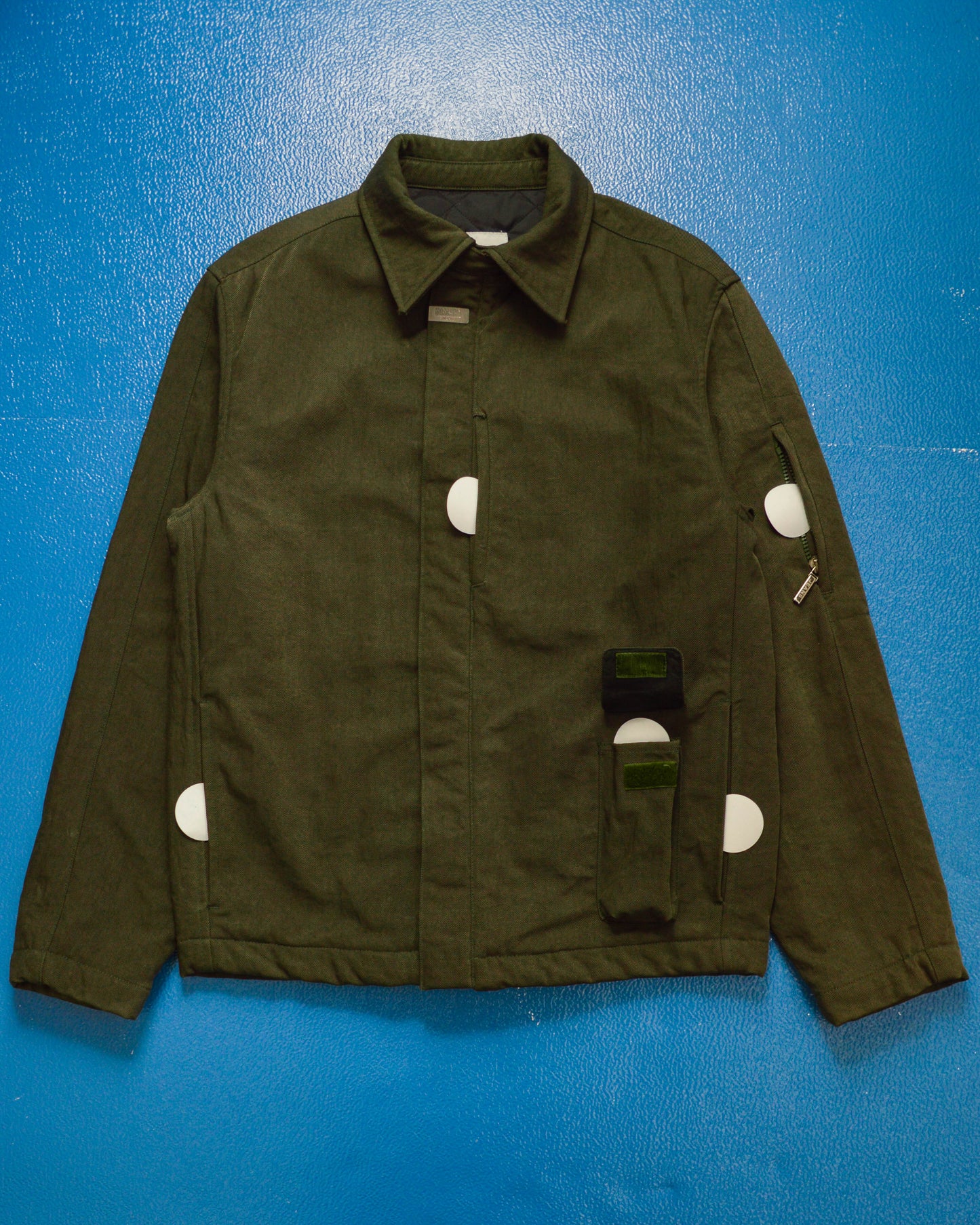 Late 90s Muted Green 3-D Pocket Asymmetrical Quilted Jacket (~M~)