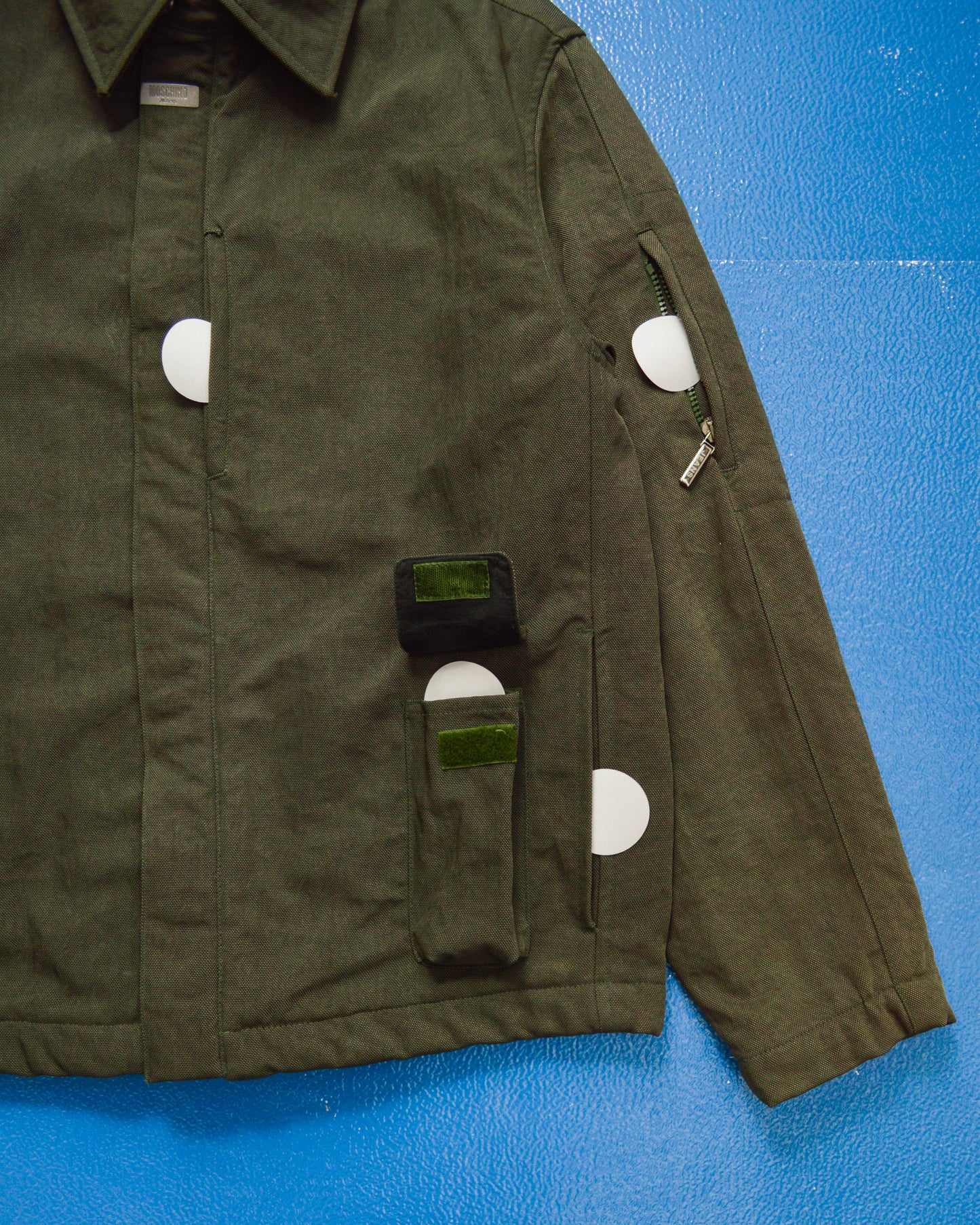 Late 90s Muted Green 3-D Pocket Asymmetrical Quilted Jacket (~M~)