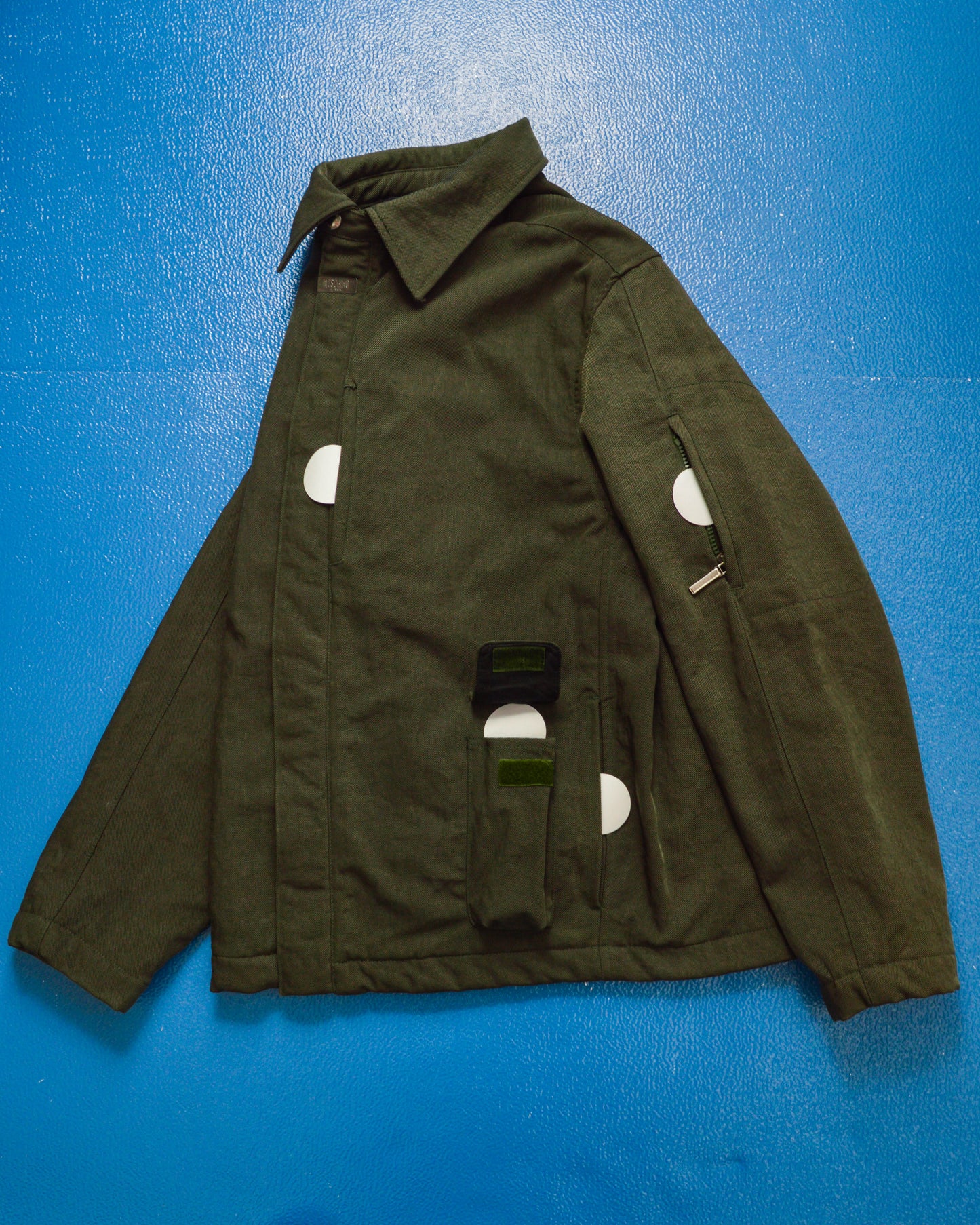 Late 90s Muted Green 3-D Pocket Asymmetrical Quilted Jacket (~M~)