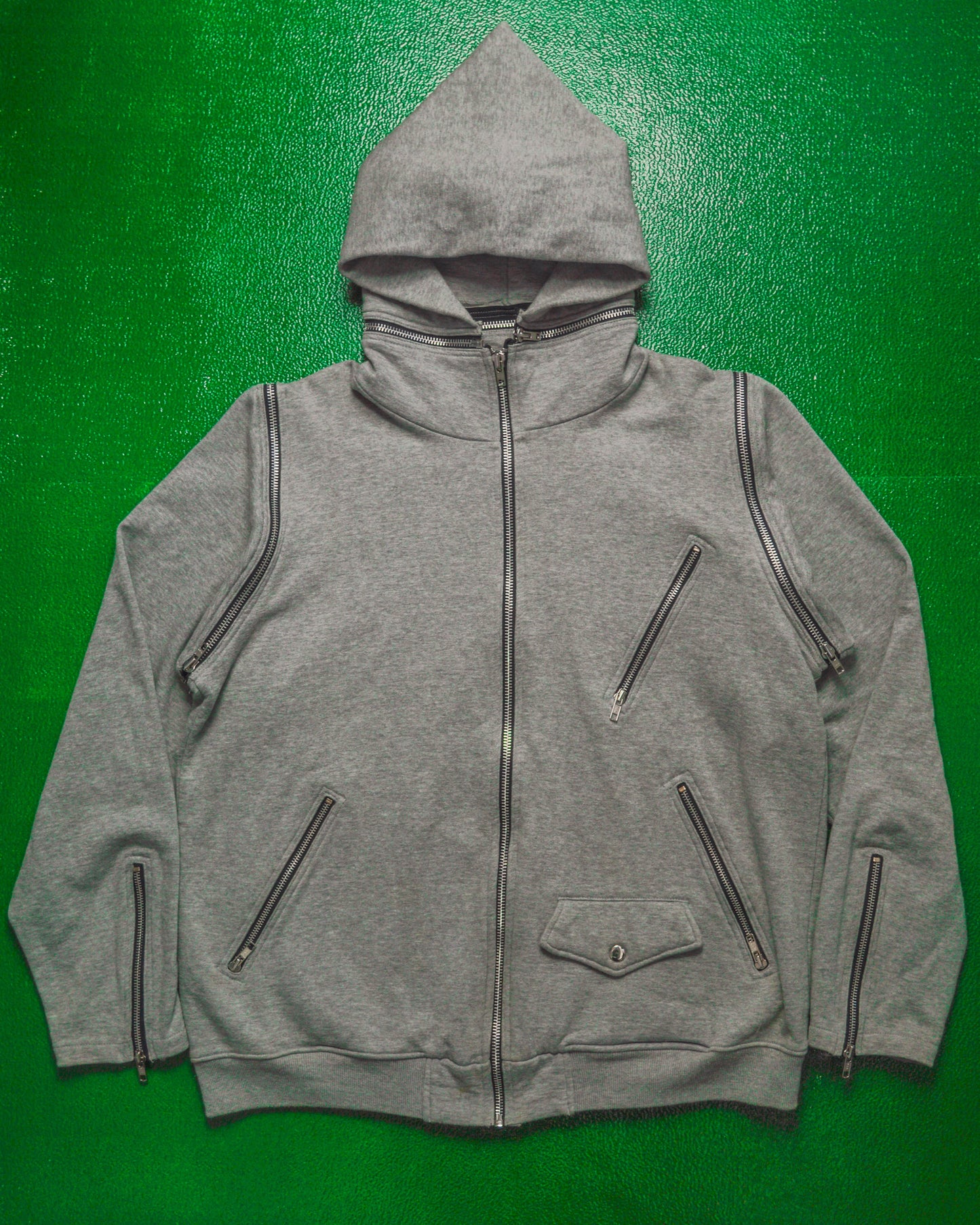 Heather Grey Modular All-over Zip Heavy Hoody (L)