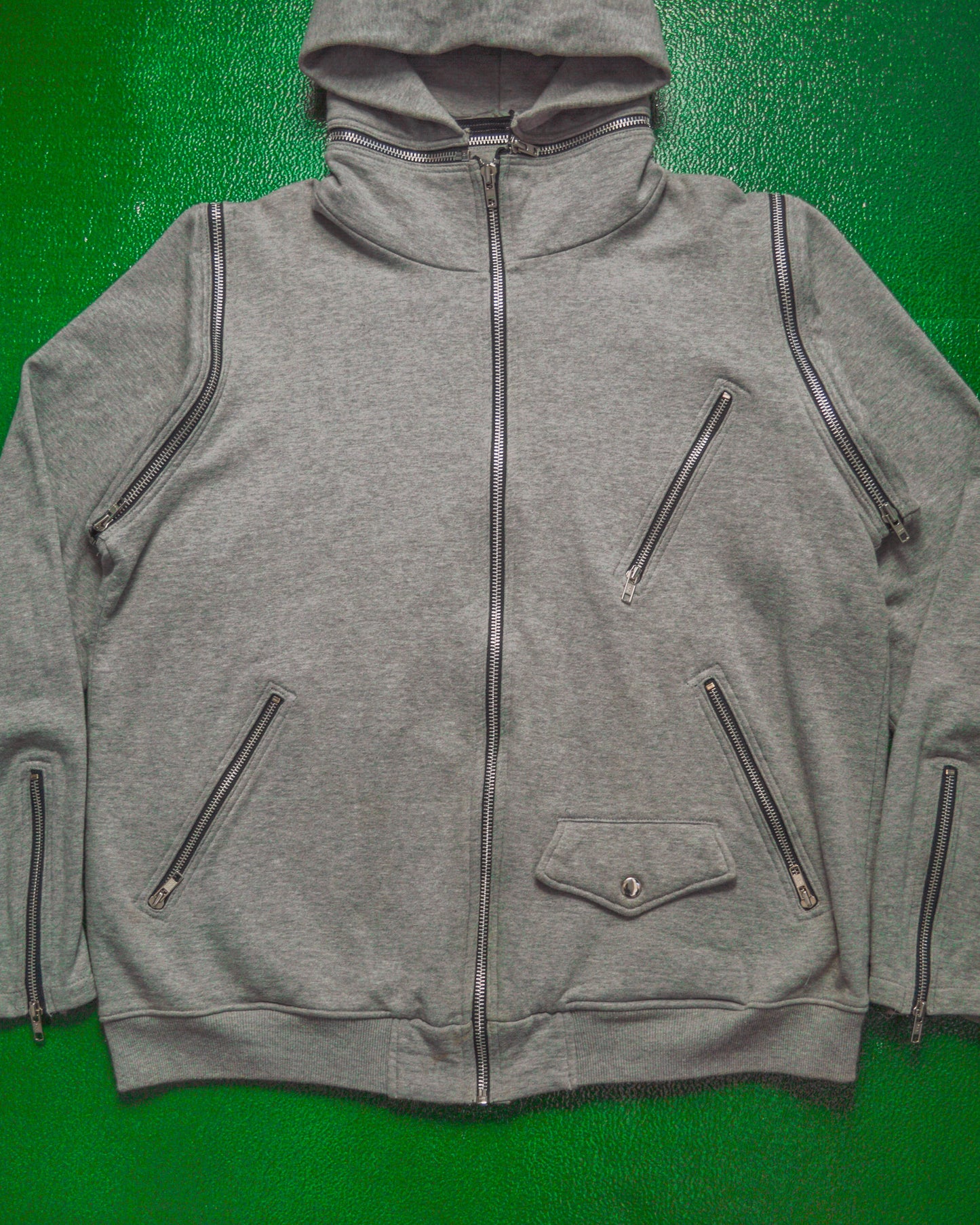 Heather Grey Modular All-over Zip Heavy Hoody (L)