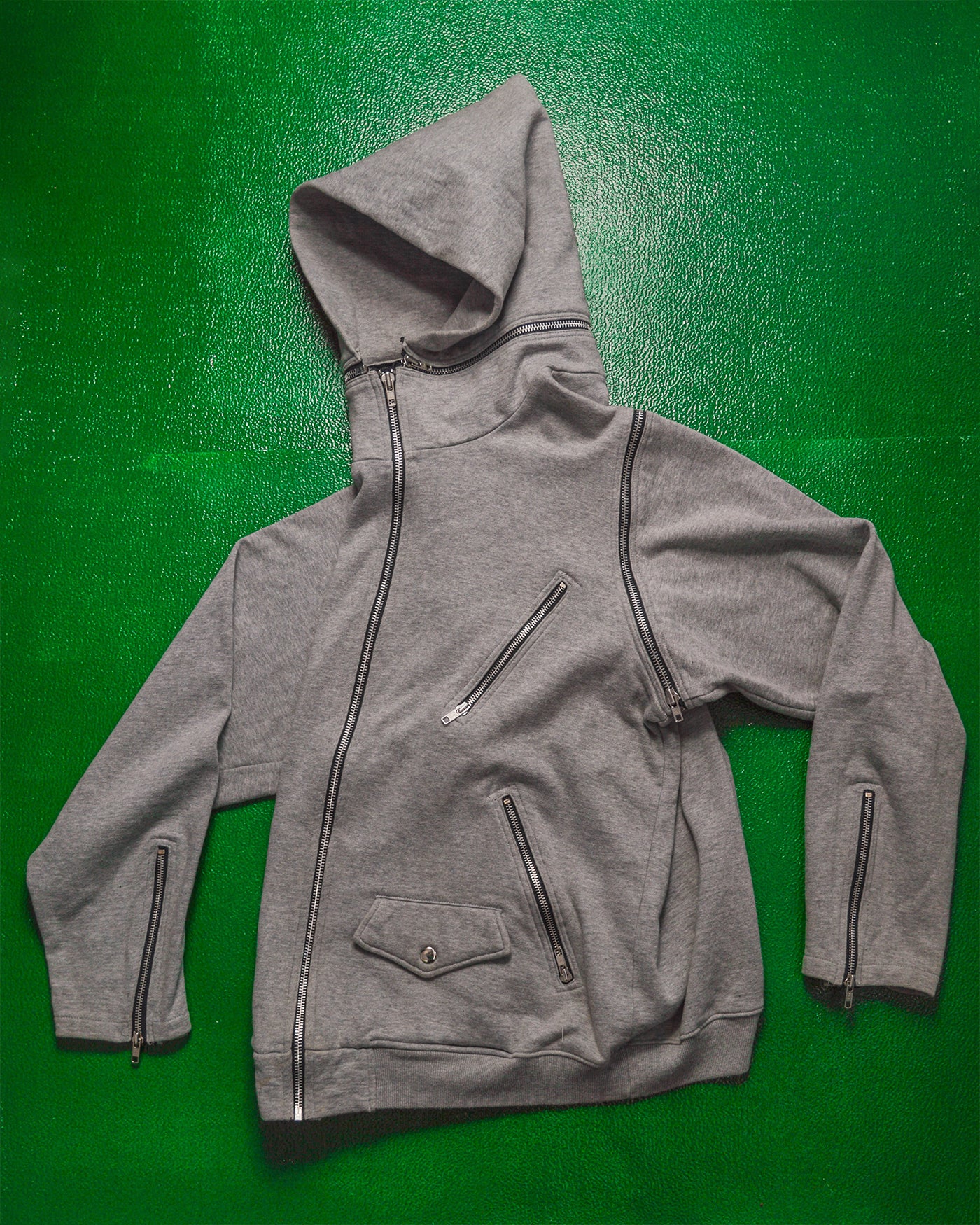 Heather Grey Modular All-over Zip Heavy Hoody (L)