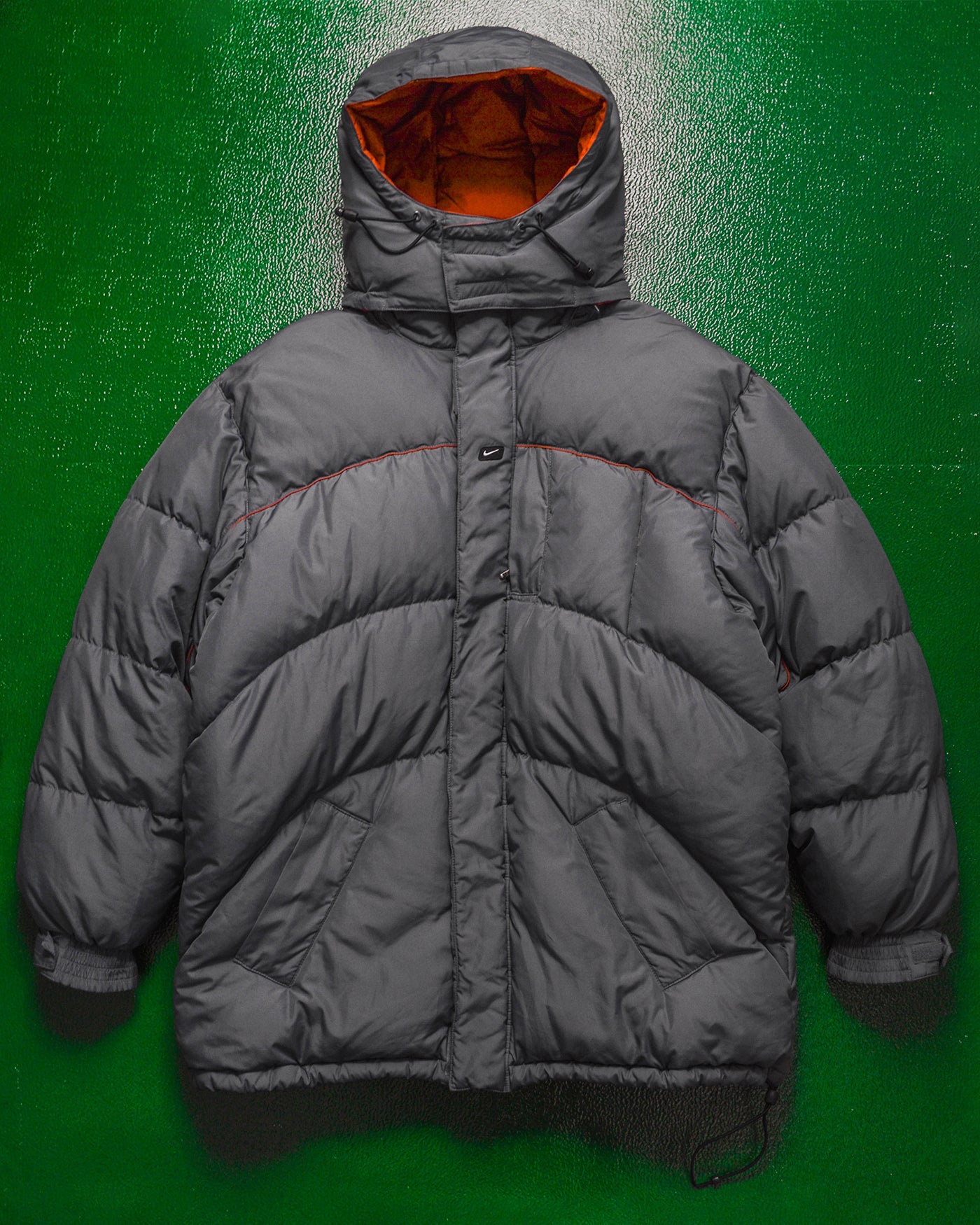 Fall 2001 Grey / Orange Curved Panel Big Puffer Jacket (~XL~)