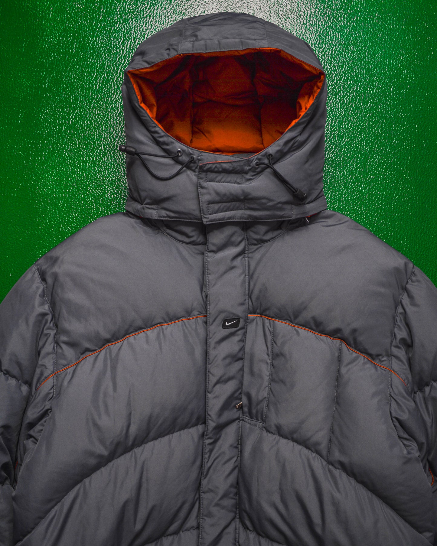 Fall 2001 Grey / Orange Curved Panel Big Puffer Jacket (~XL~)