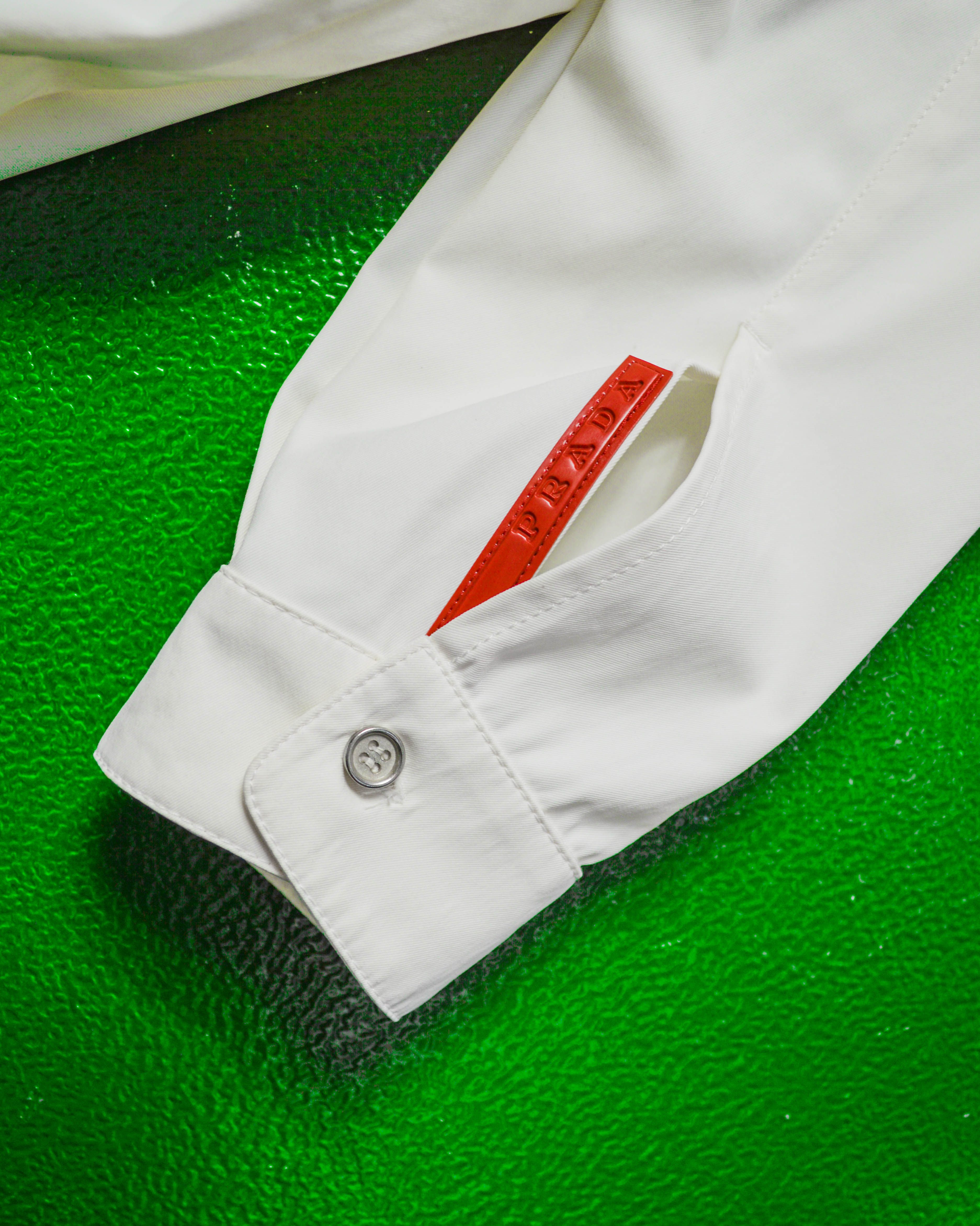 Prada Sport Vintage White Panelled Zip Up Nylon Over Shirt (M ...