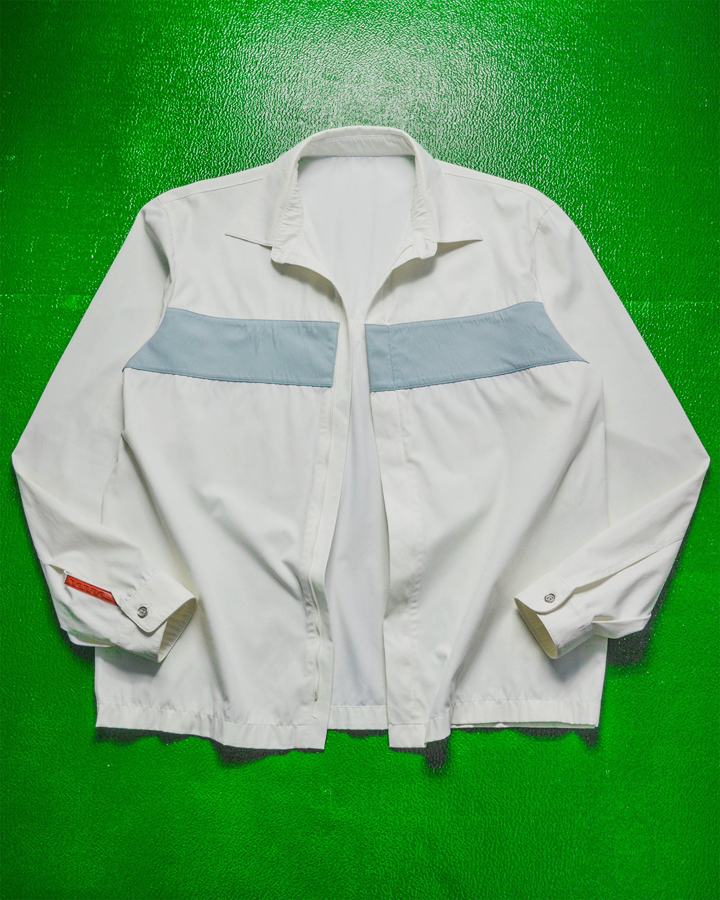 Prada Sport Vintage White Panelled Zip Up Nylon Over Shirt (M 