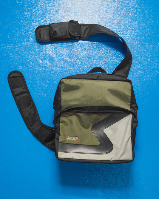 Green/ Grey/ Black Panelled Tactical Sling Bag (~OS~)