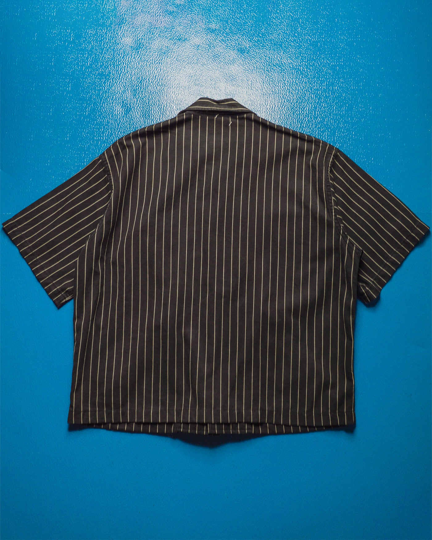 Jacquard Washed Black Pinstriped Boxy Shirt (~M~)