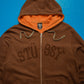 Brown  Orange Logo Zip Up Hoody (XL)