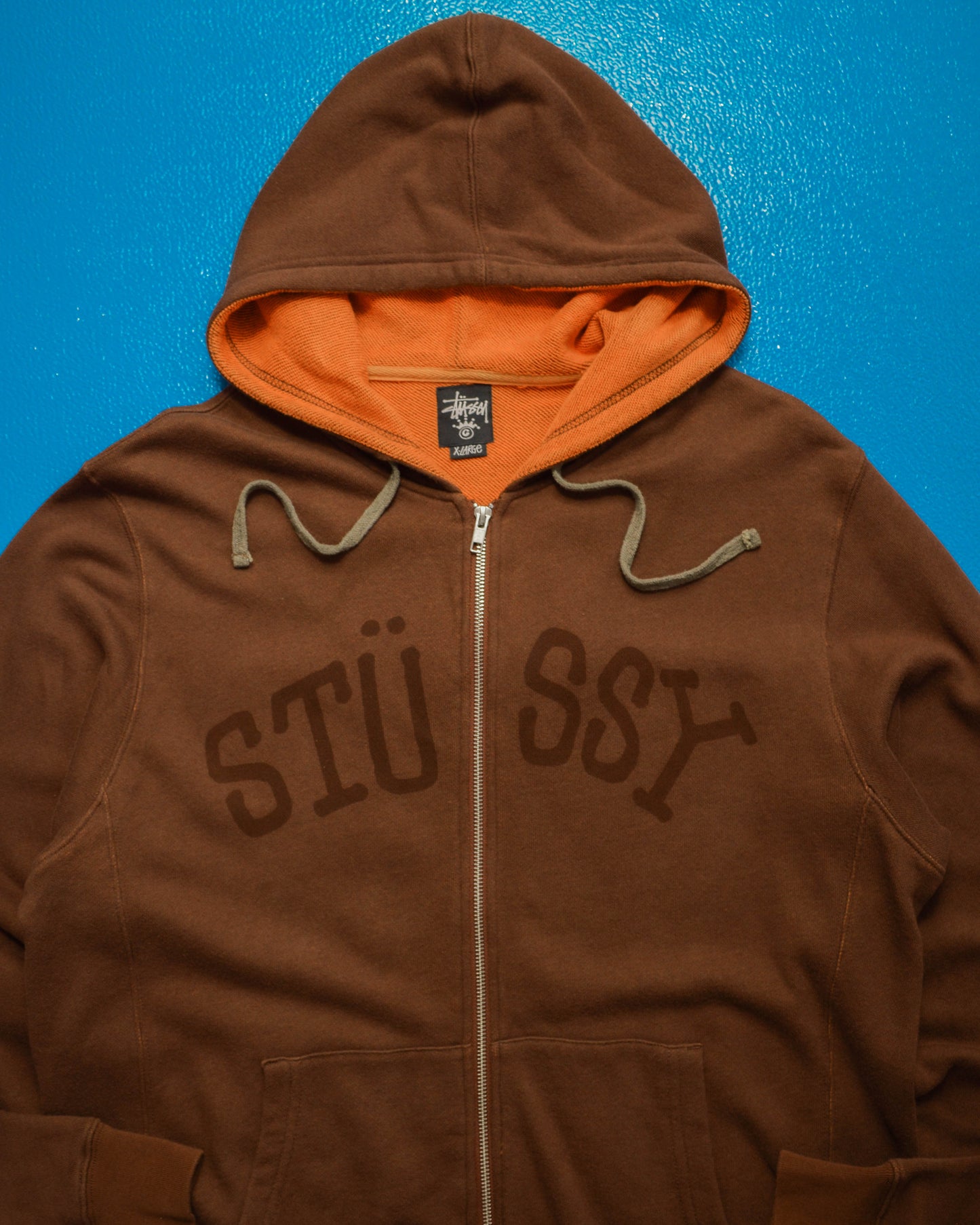 Brown  Orange Logo Zip Up Hoody (XL)