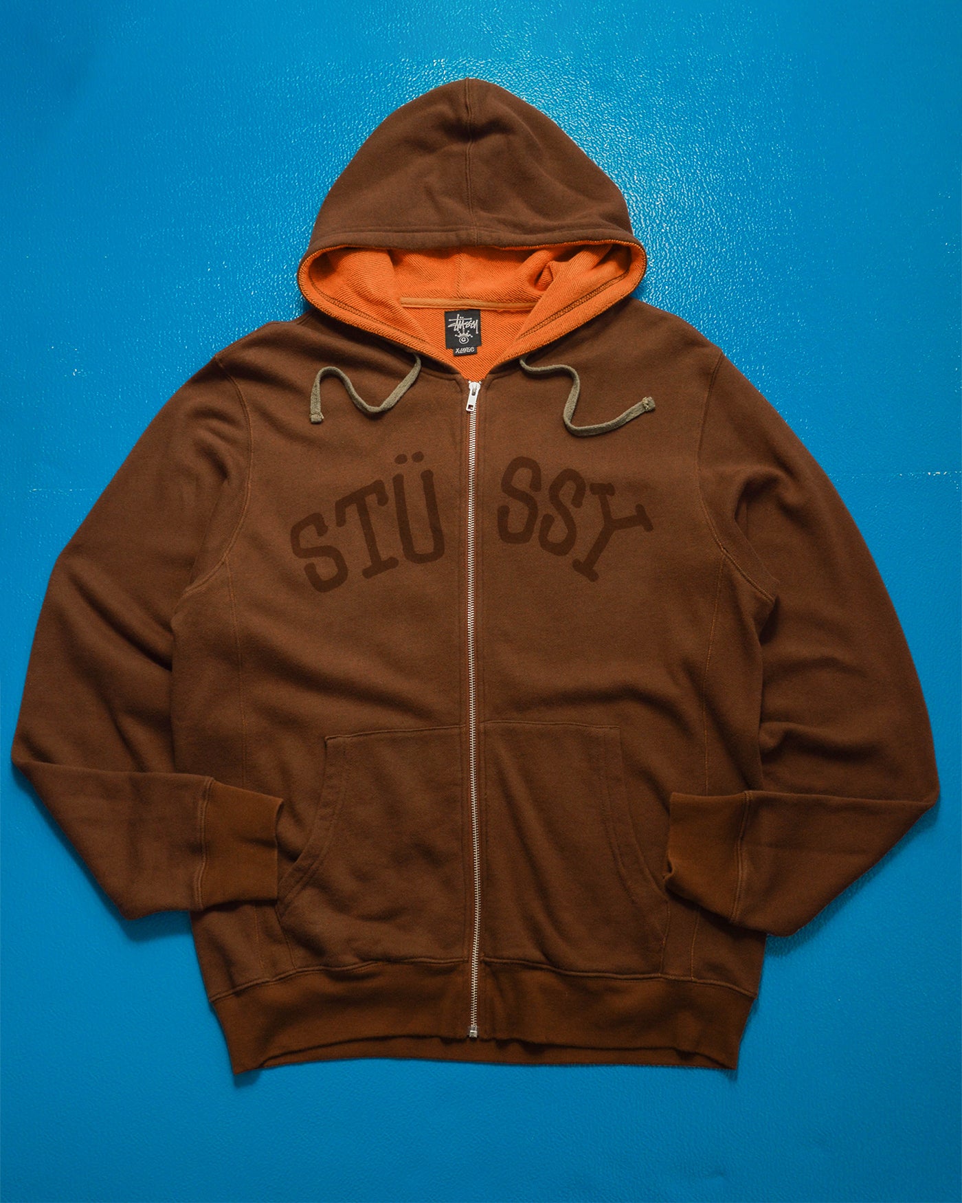 Brown  Orange Logo Zip Up Hoody (XL)