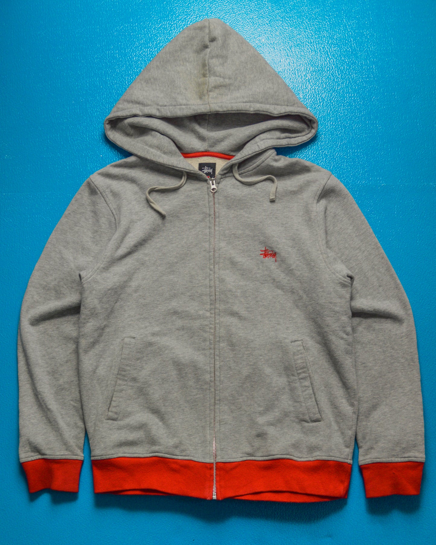 Red Contrast Accent  Zip Up Hoody (M)