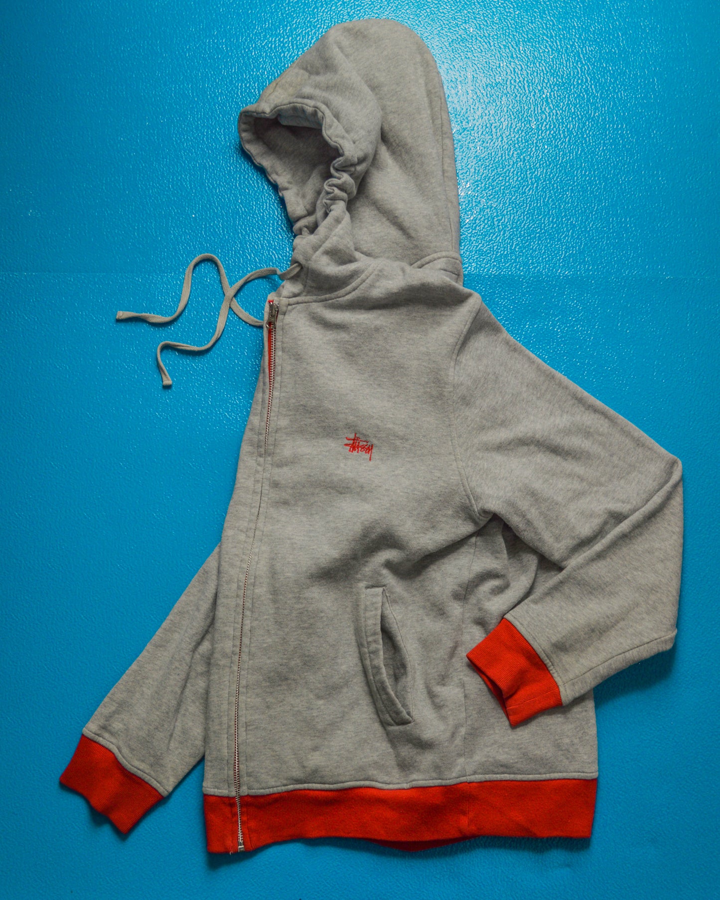 Red Contrast Accent  Zip Up Hoody (M)