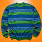 90s Blue Green Striped Jumper (L)