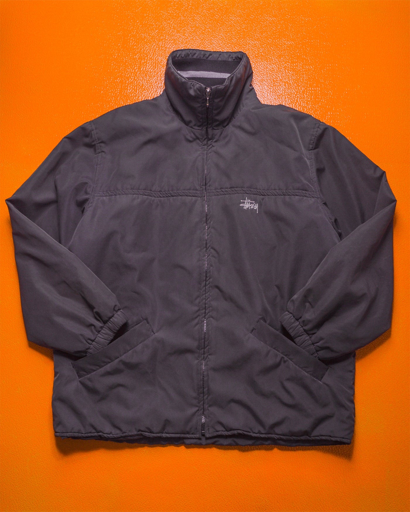 90s Washed Black Grey Windbreaker Jacket (M)