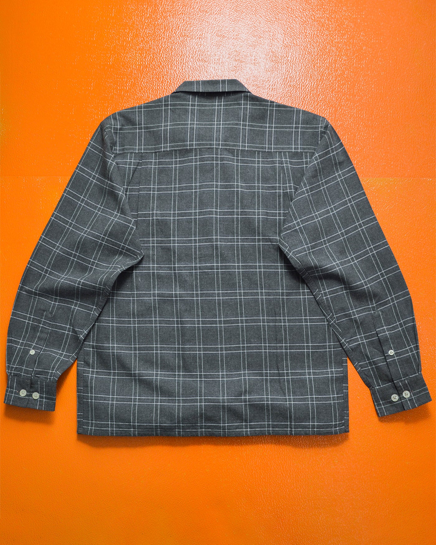 Grey Plaid Open Collar Longsleeve Shirt (M)