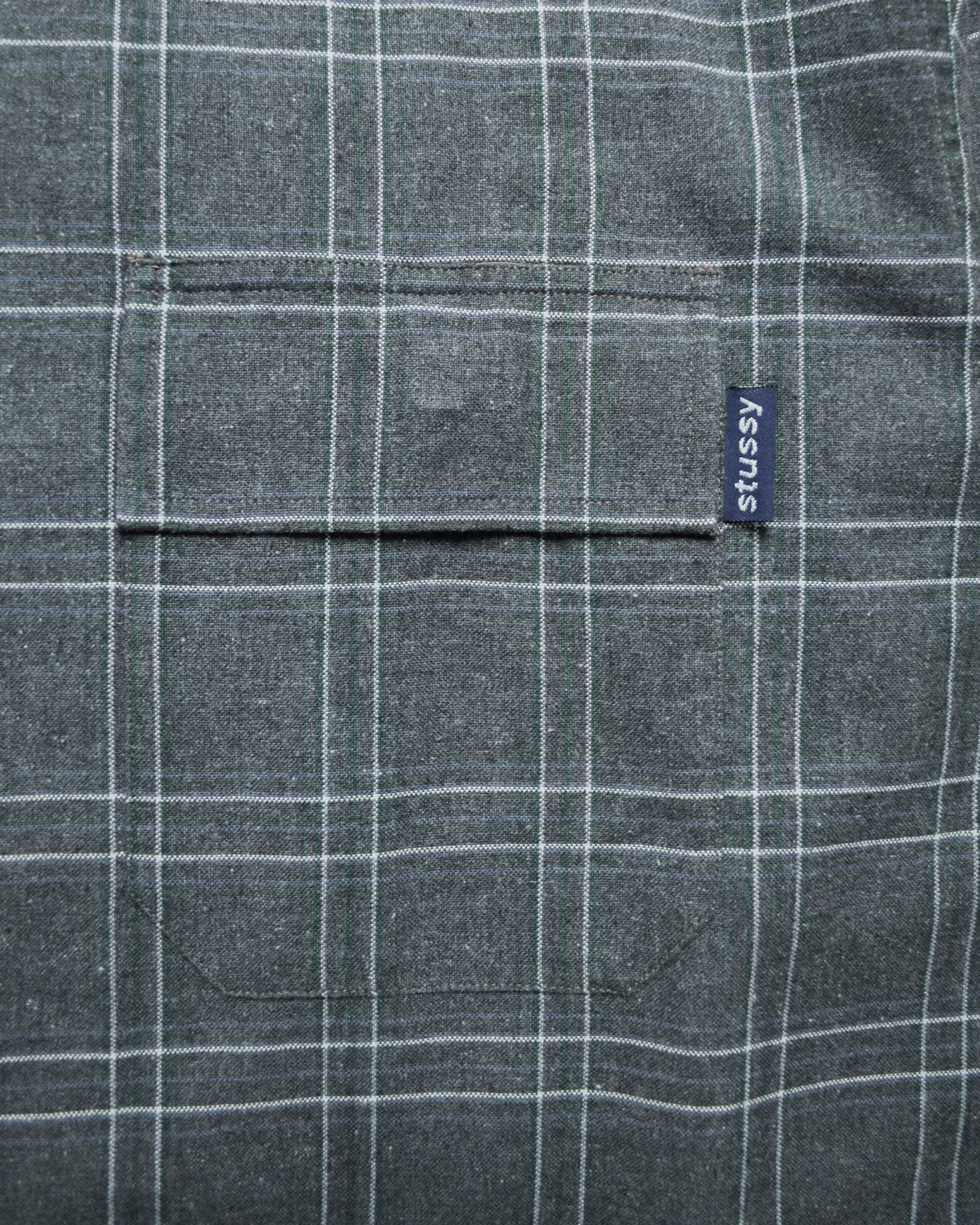 Stussy Vintage Grey Plaid Open Collar Longsleeve Shirt