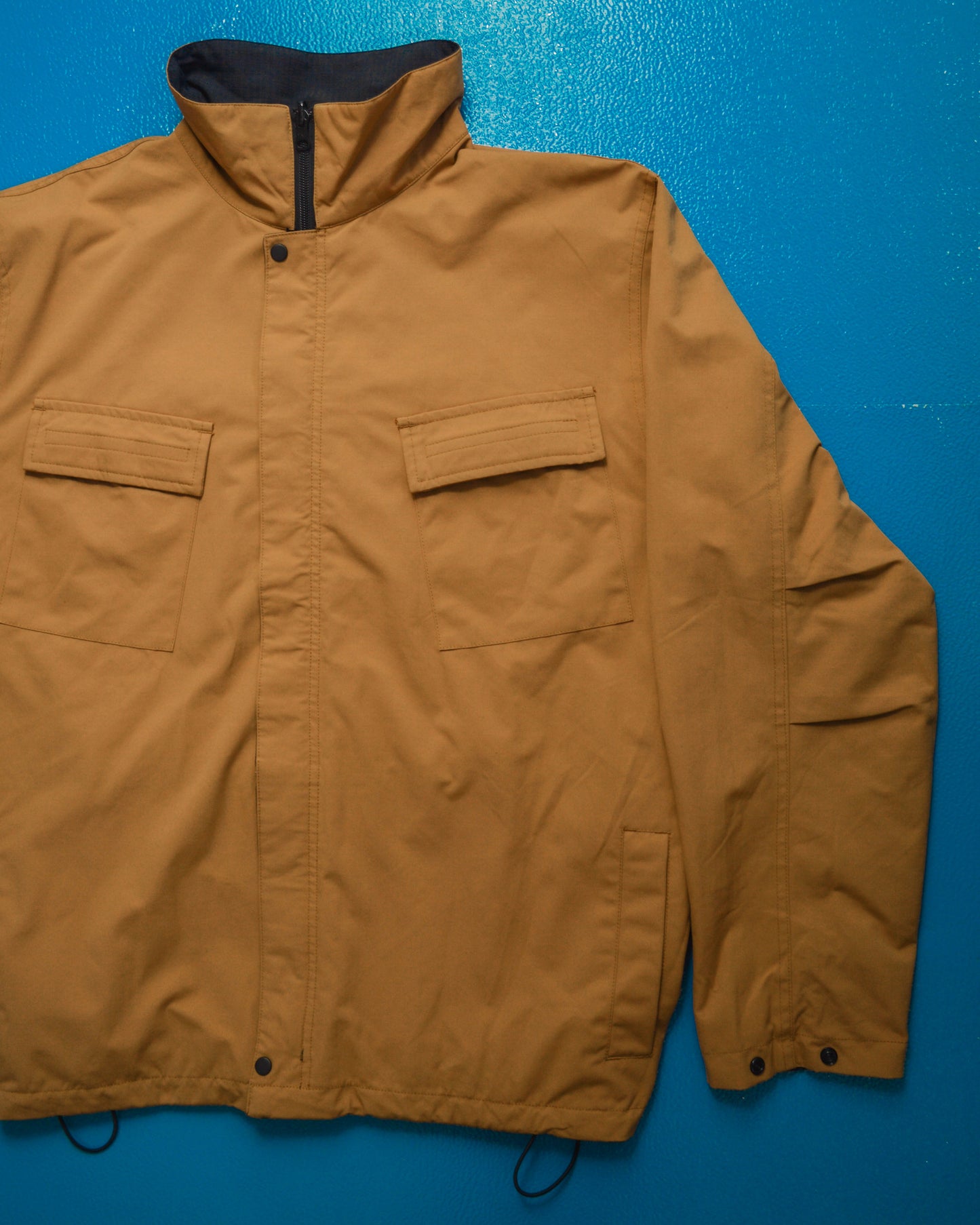 Works Reversible Textured Black / Caramel Brown Ventilated Windbreaker Jacket (L)