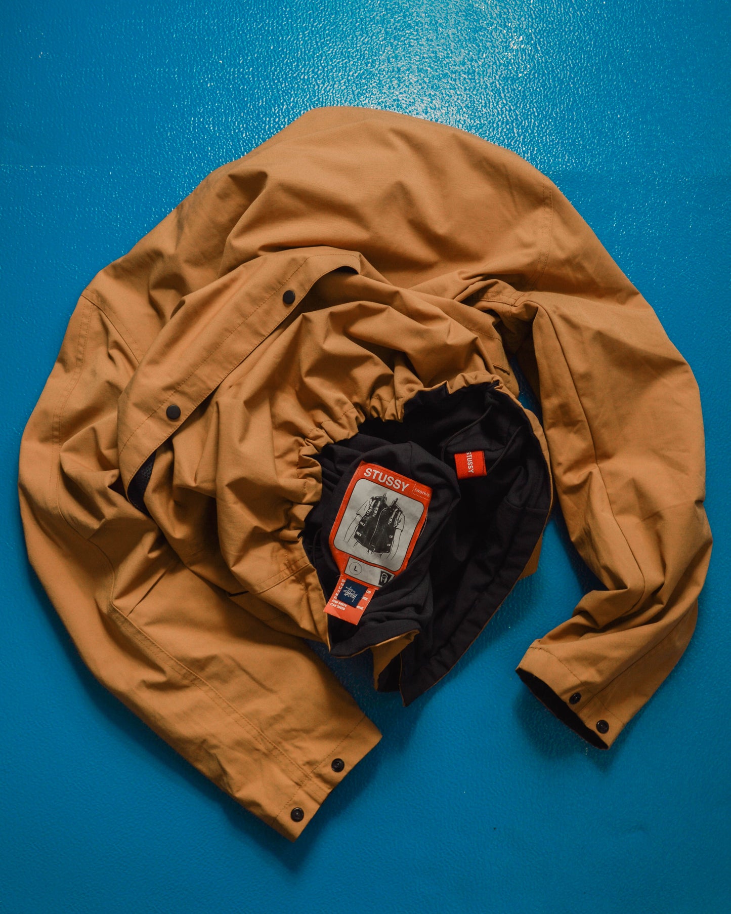 Works Reversible Textured Black / Caramel Brown Ventilated Windbreaker Jacket (L)
