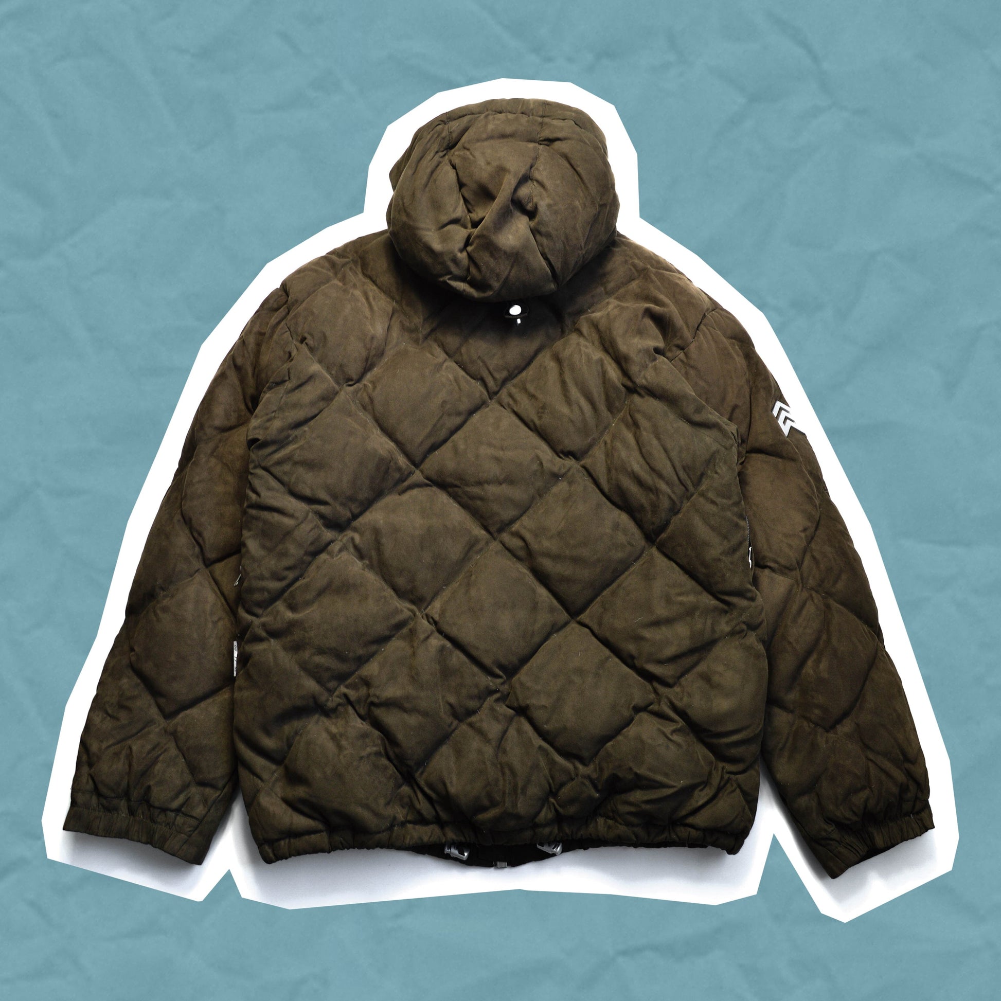 ANALOG Brown Suede Diamond Stitch Multi Pocket Puffer Jacket (L)