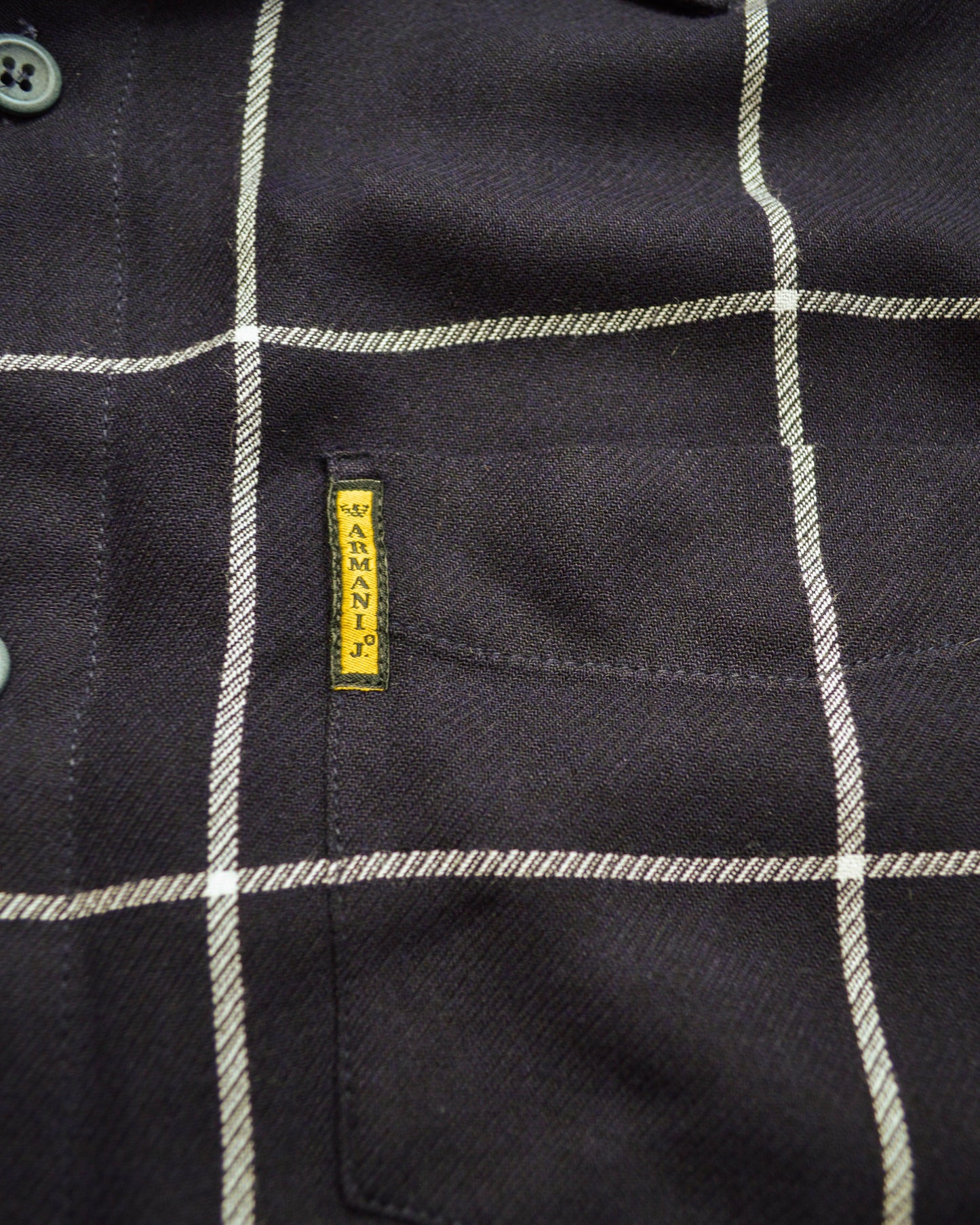 Armani 90s Navy Grid Lightweight Rayon Shirt (M~L)