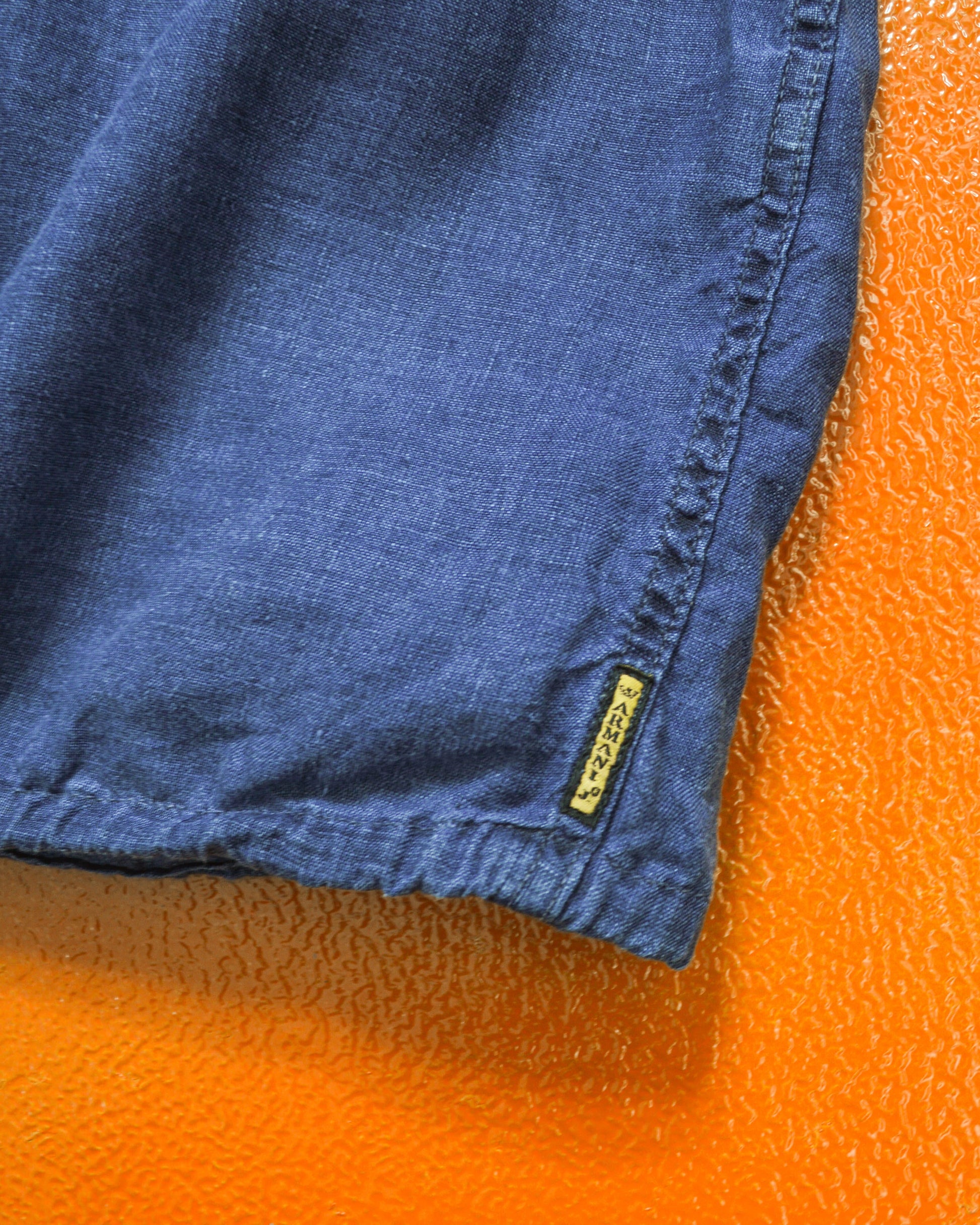Armani Lino Flax / Linen "Low Environmental Impact" Navy Zip Up Over Shirt (L~XL)