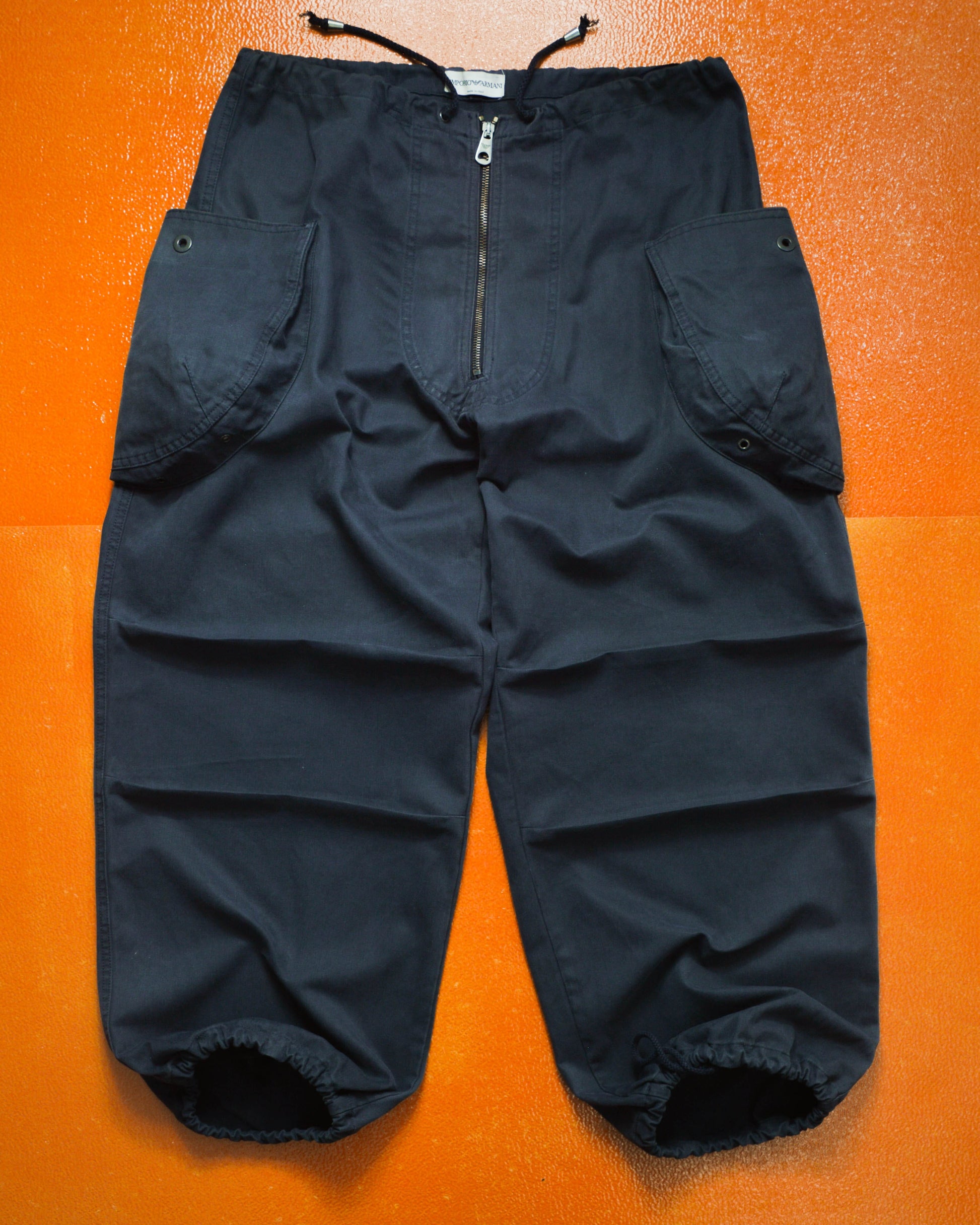 Armani Washed Navy Military Style Wide Cargo Pants (31~34)