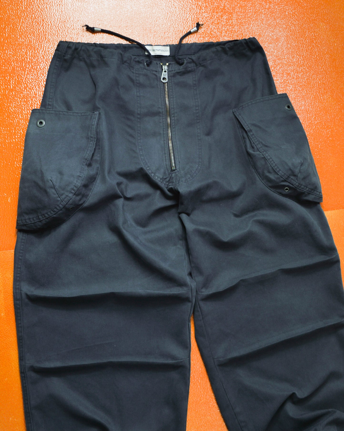 Armani Washed Navy Military Style Wide Cargo Pants (31~34)