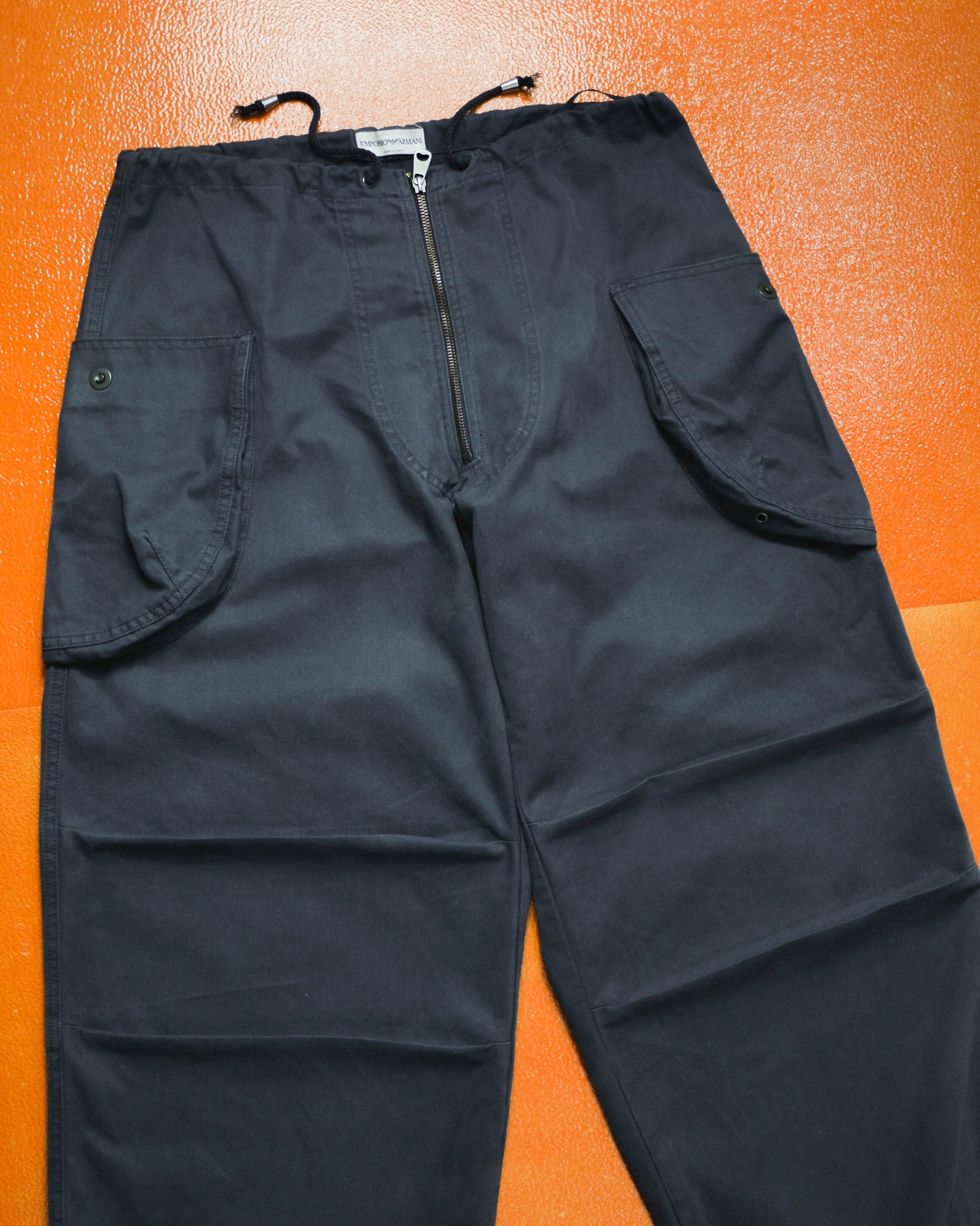 Armani Washed Navy Military Style Wide Cargo Pants (31~34)