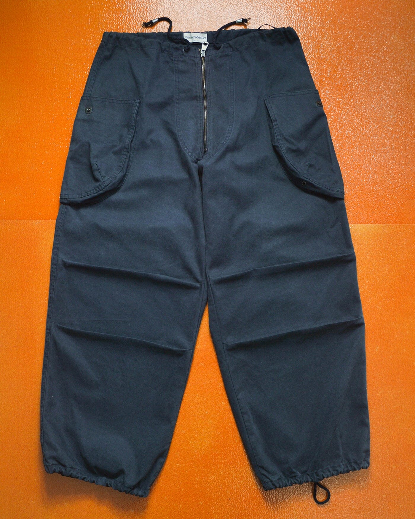 Armani Washed Navy Military Style Wide Cargo Pants (31~34)