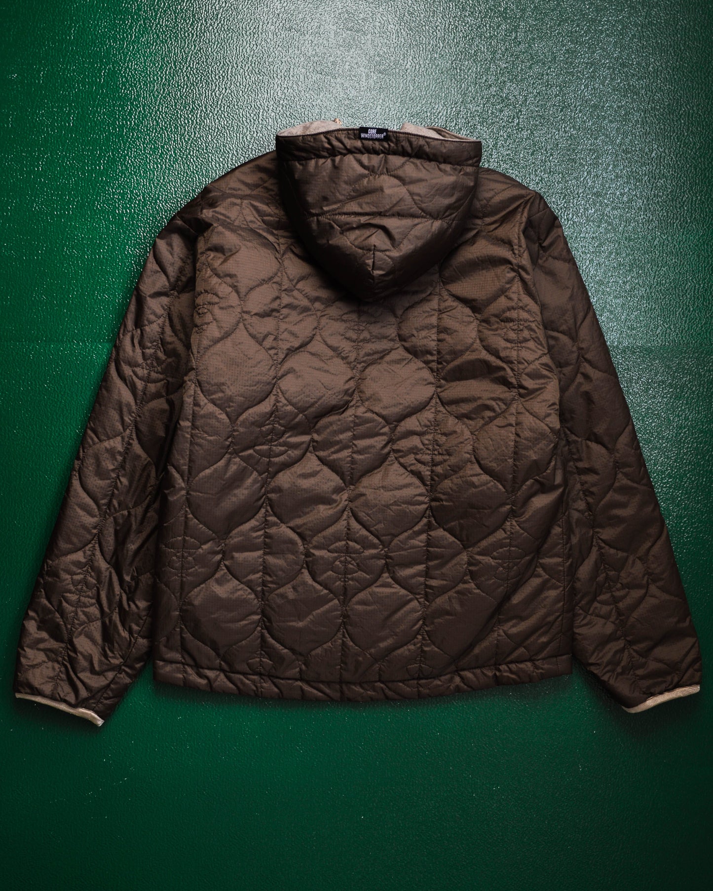 bape Gore Windstopper Reversible Onion Quilted Liner Military Liner Style Brown Jacket (M)