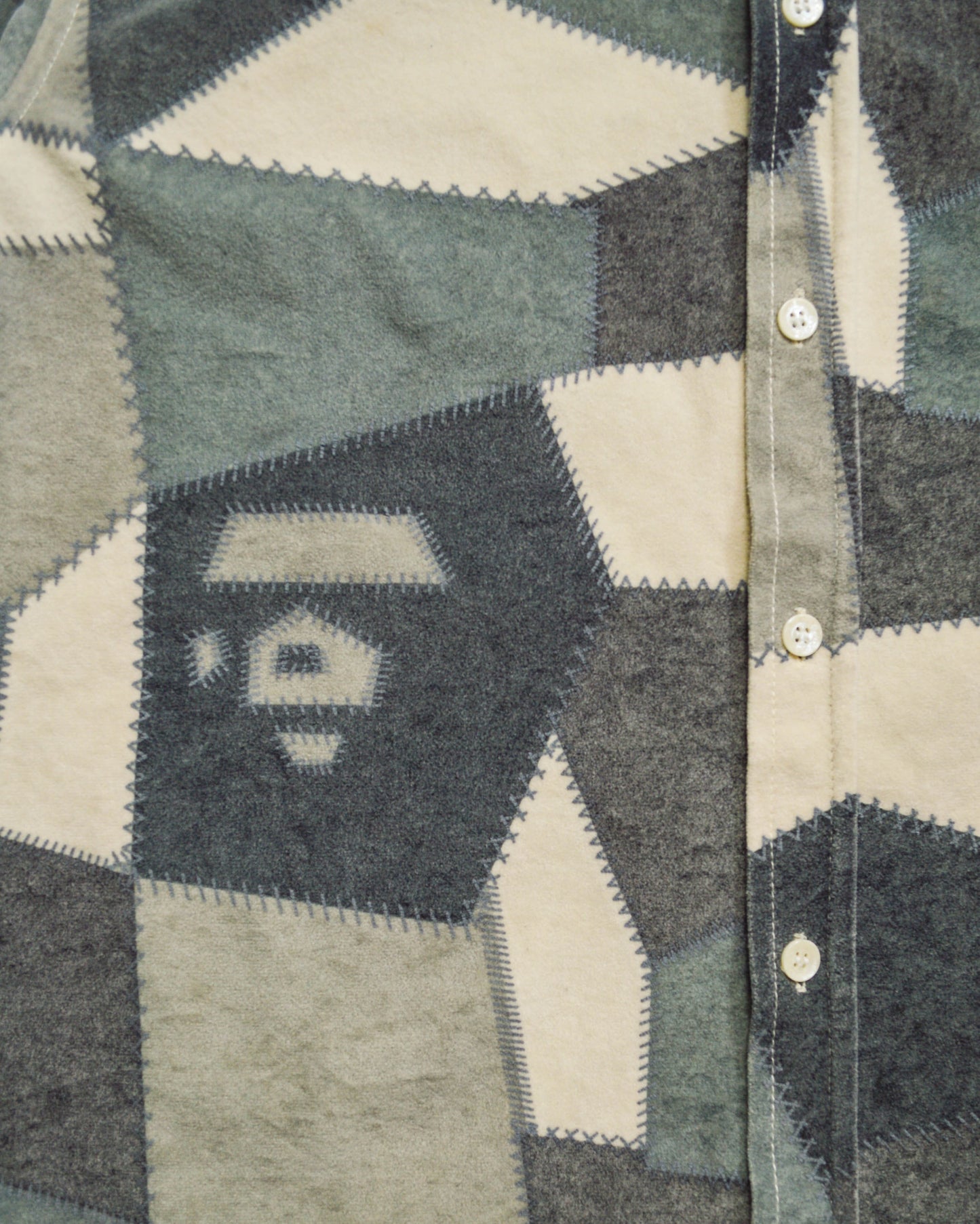 bape OG 90s Patchwork Style Felt Fabric Shirt (~M~)
