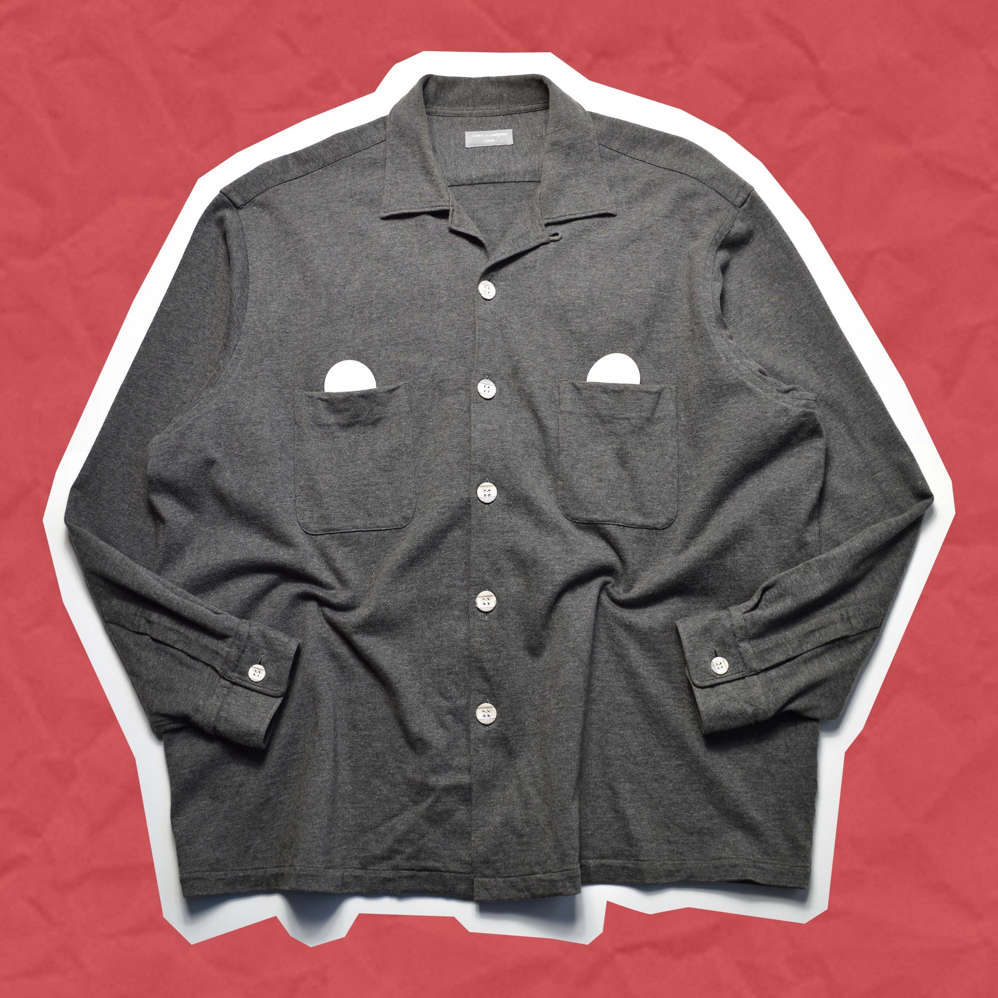 Comme Des Garçons Homme 1994 Grey Heavy Open Collar Shirt (~L~)