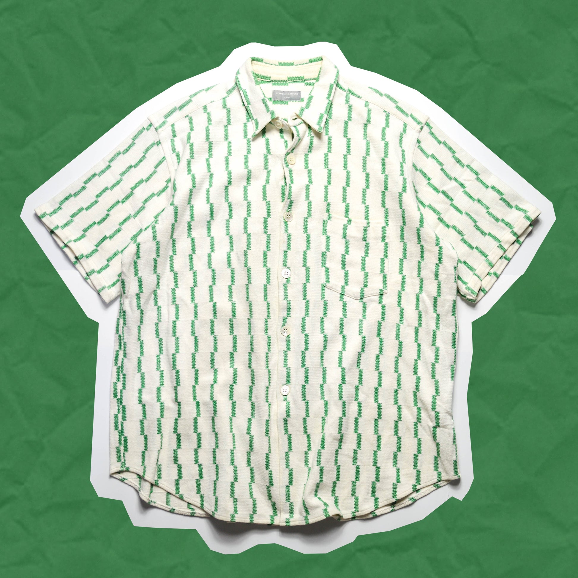 Comme Des Garçons Homme 1996 Green Staggered Striped Shirt (M~L)