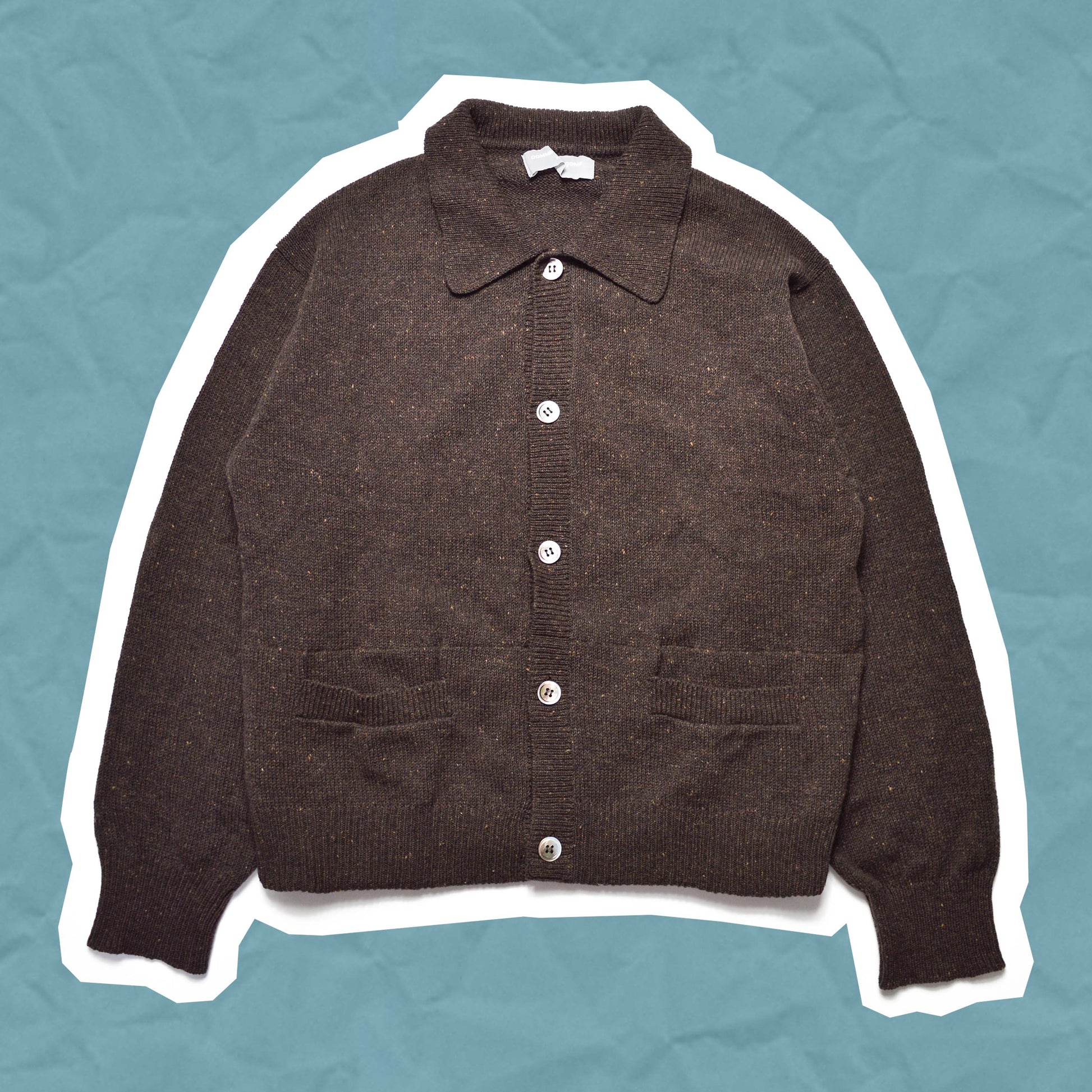 Comme Des Garçons Homme 1997 Brown Speckled Knit Wool Button Up Sweater (~S~)
