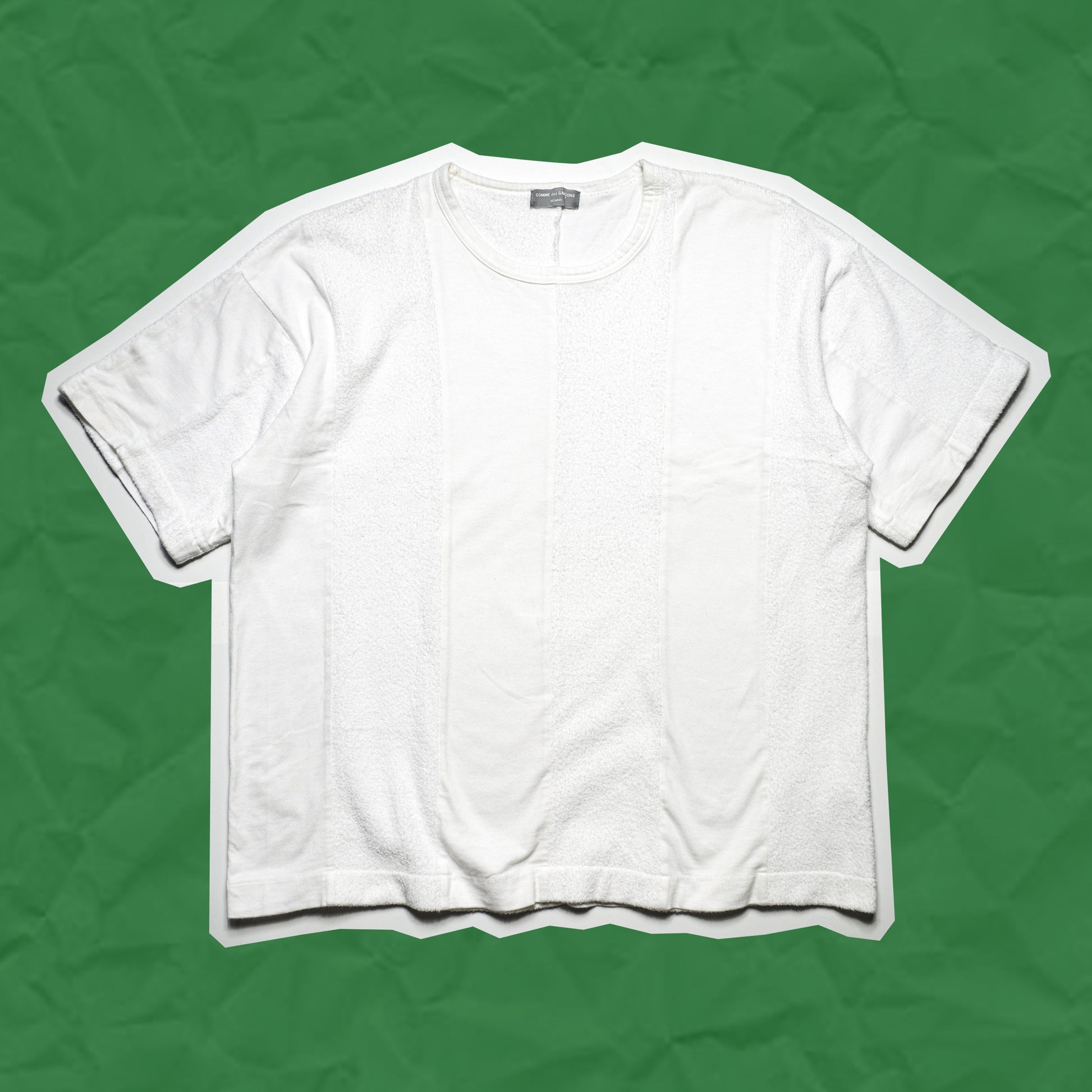Comme Des Garçons Homme 1997 Terry Cotton Vertical Panelled Tonal T-shirt (~M~)