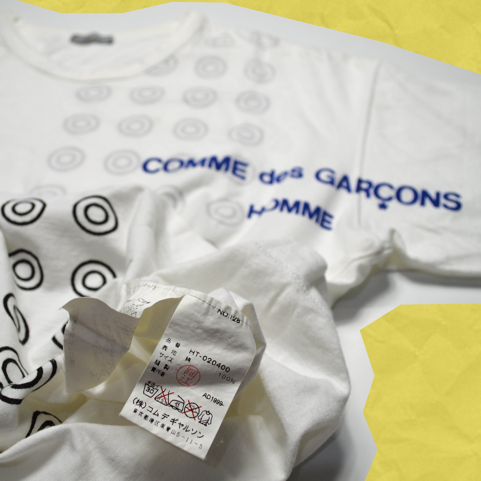 Comme Des Garçons Homme 1999 Double sided Polka / Logo Print T-shirt (~L~)