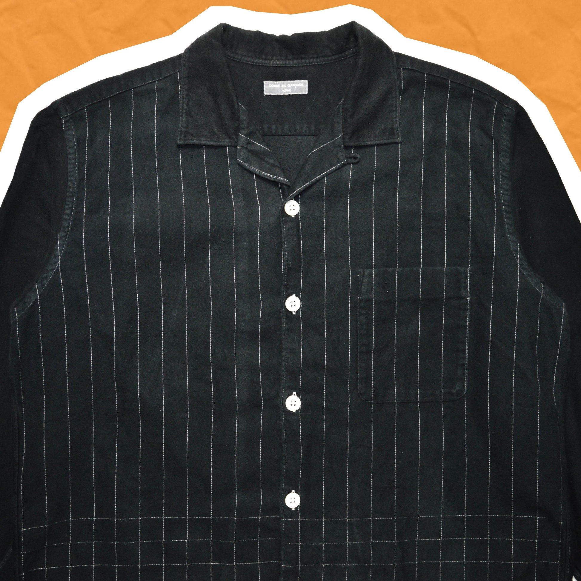 Comme Des Garçons Homme 2000 Grid Open Collar Longsleeve Shirt (~M~)