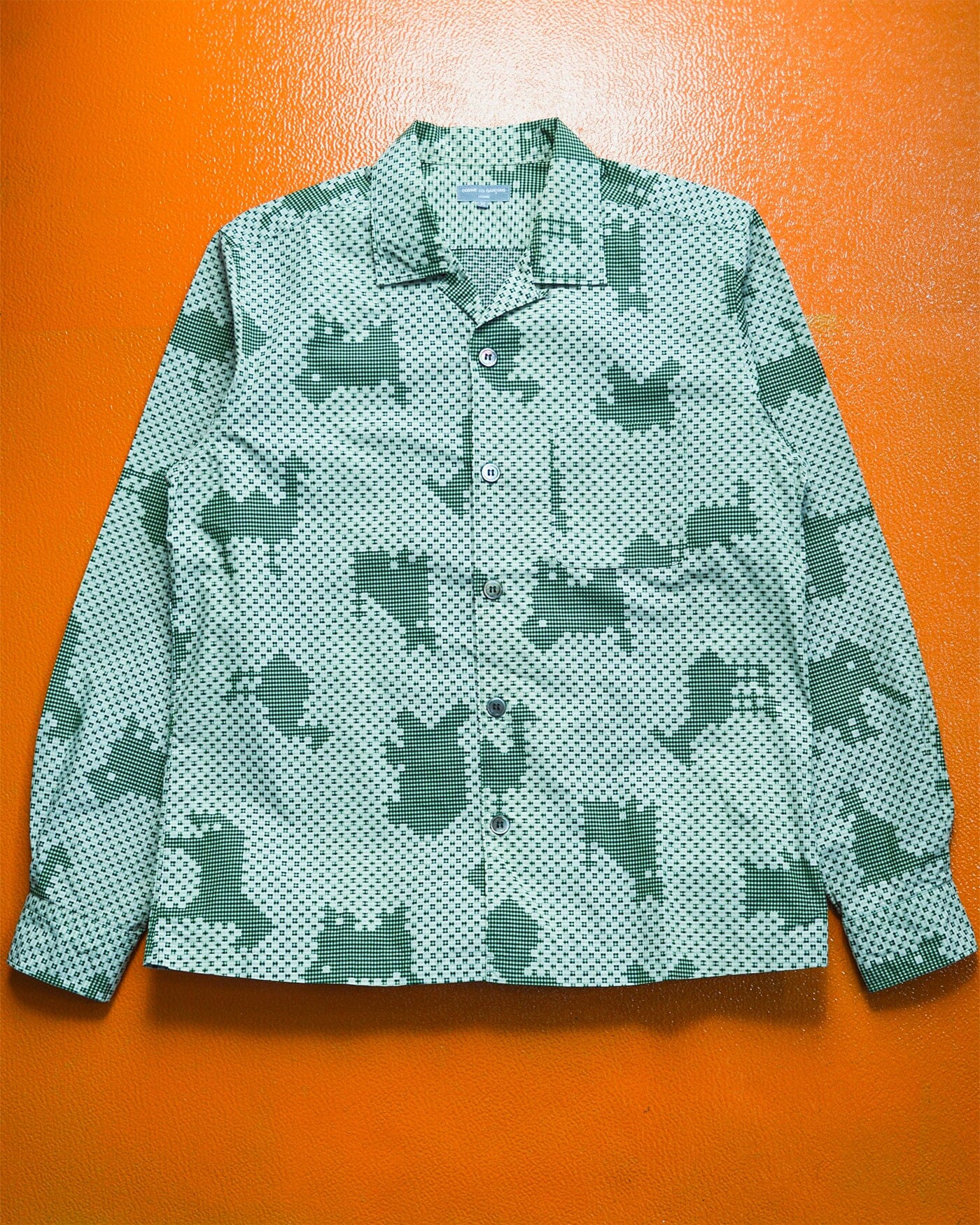 Comme Des Garçons Homme 2003 Green Gingham Style Check Animal Camo Shirt (M)