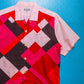 Comme Des Garçons Homme 2003 Tile Grid Panelled Pink / Red / Magenta Shirt (M)