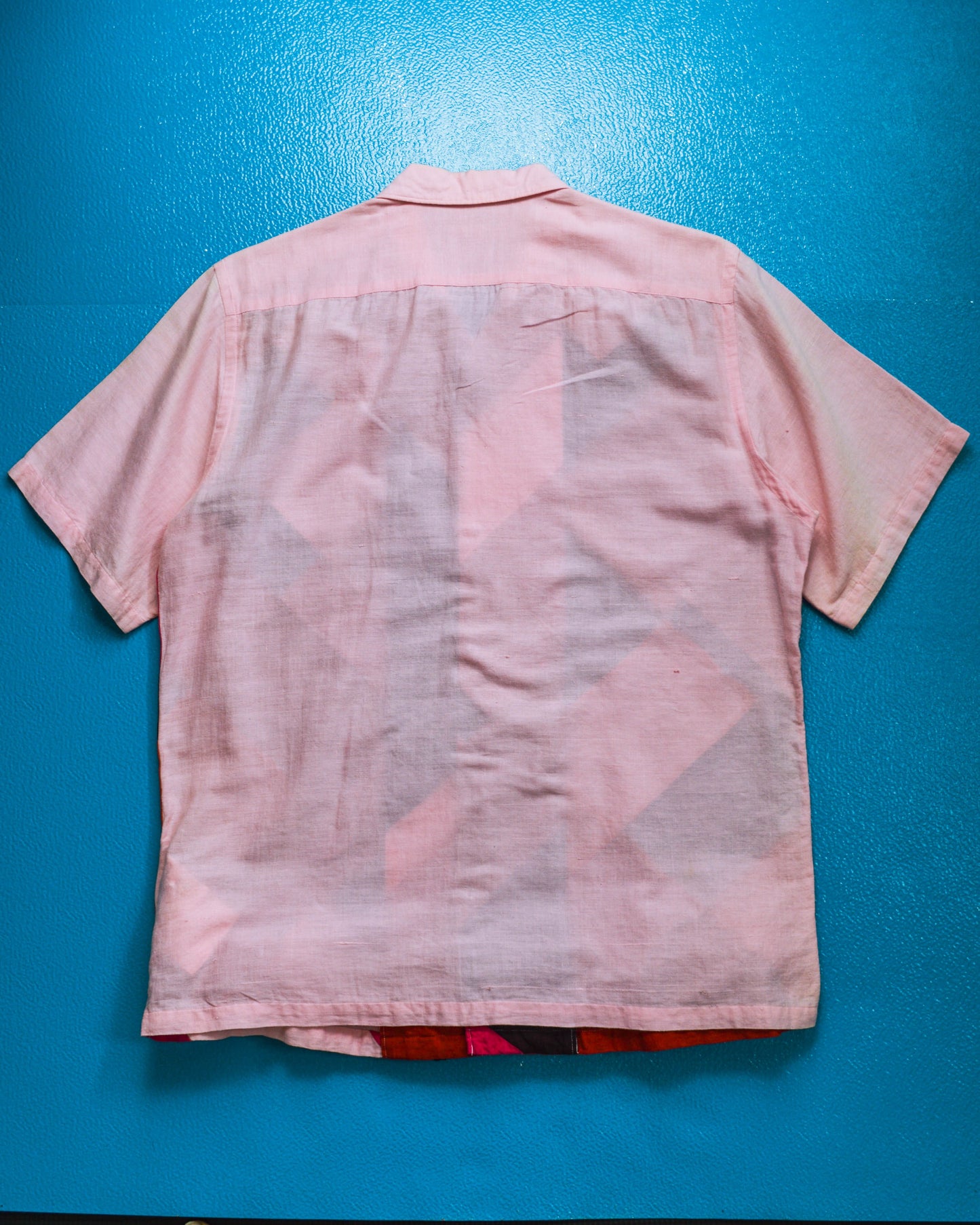 Comme Des Garçons Homme 2003 Tile Grid Panelled Pink / Red / Magenta Shirt (M)