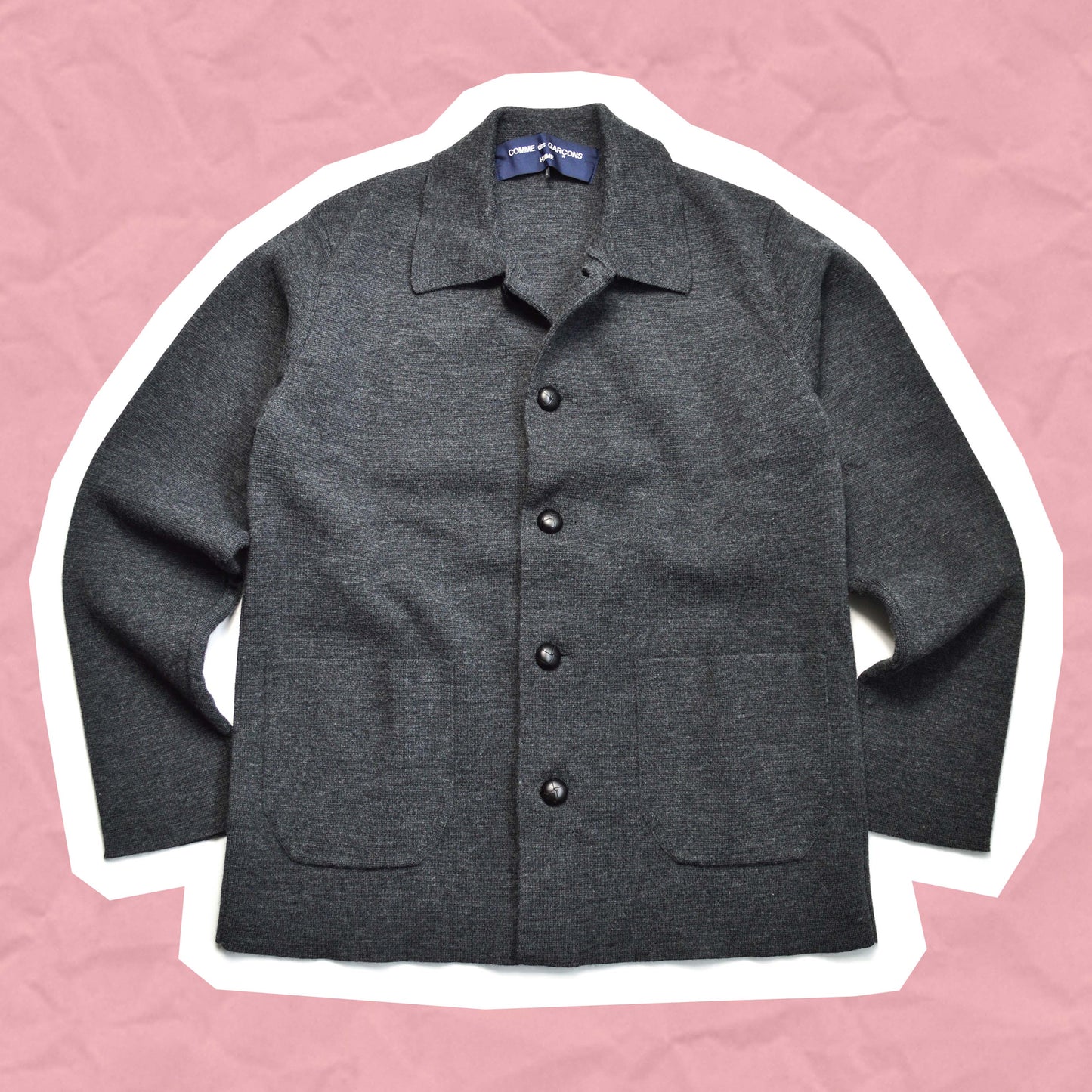 Comme Des Garçons Homme 2011 Grey Button Up Polo Sweater (~M~)