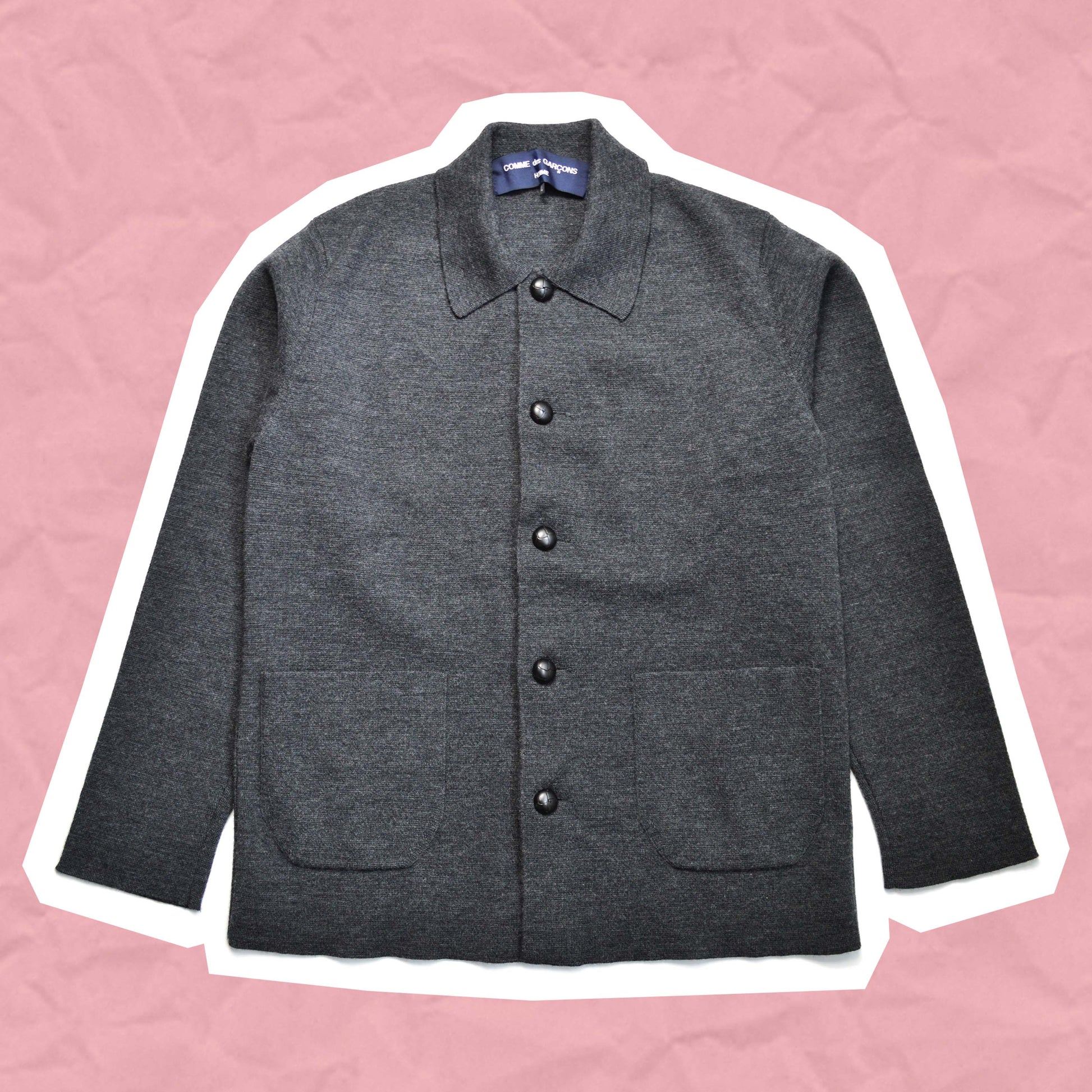 Comme Des Garçons Homme 2011 Grey Button Up Polo Sweater (~M~)