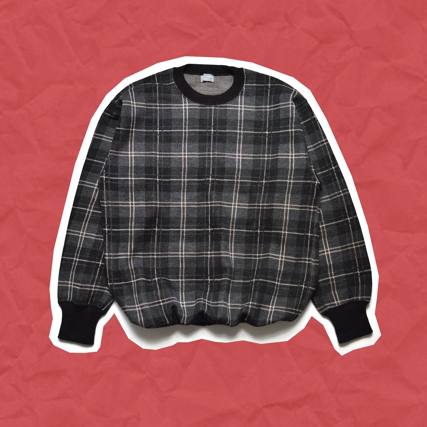 Comme Des Garçons Homme 80s Grey Plaid Knit Jumper (~M~)