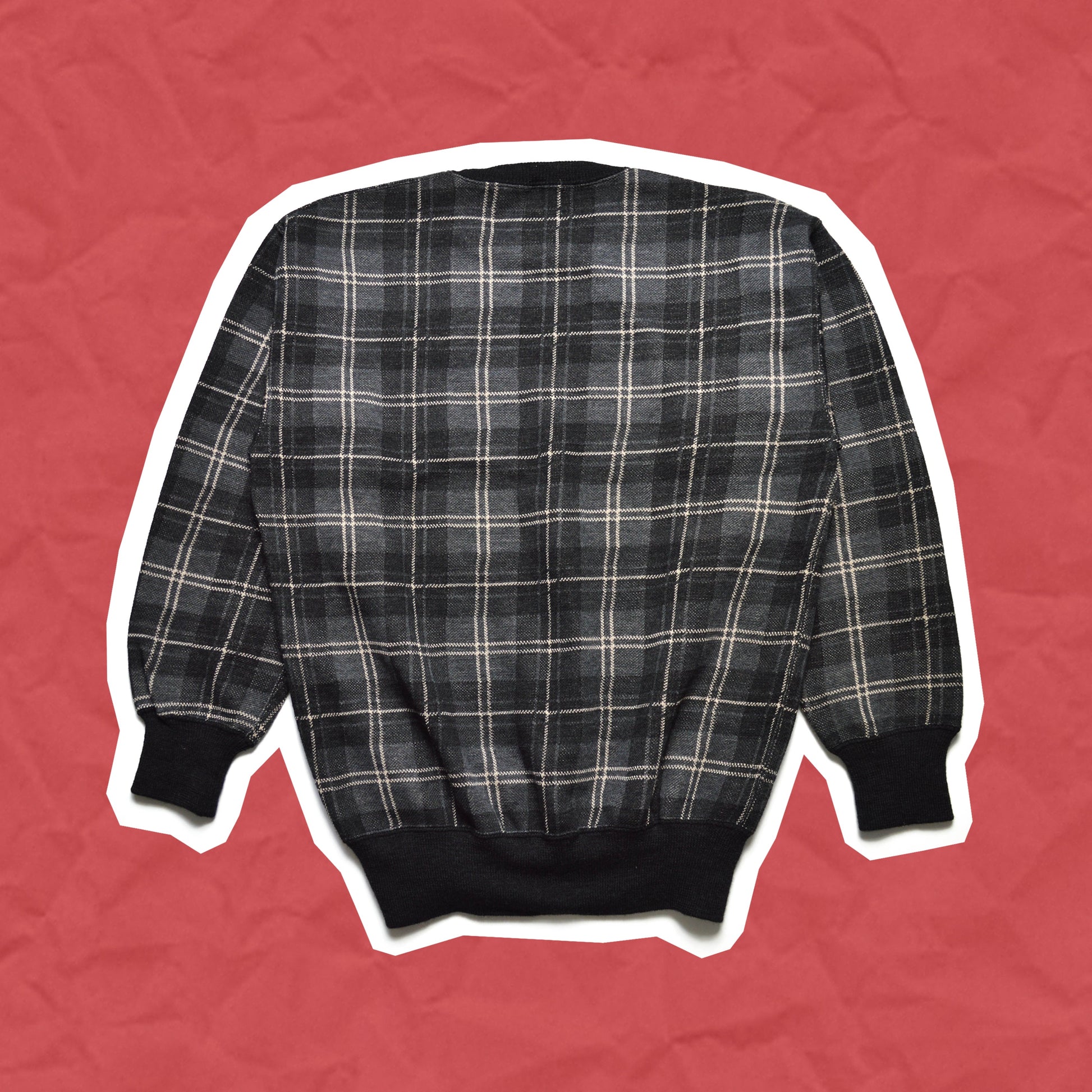 Comme Des Garçons Homme 80s Grey Plaid Knit Jumper (~M~)