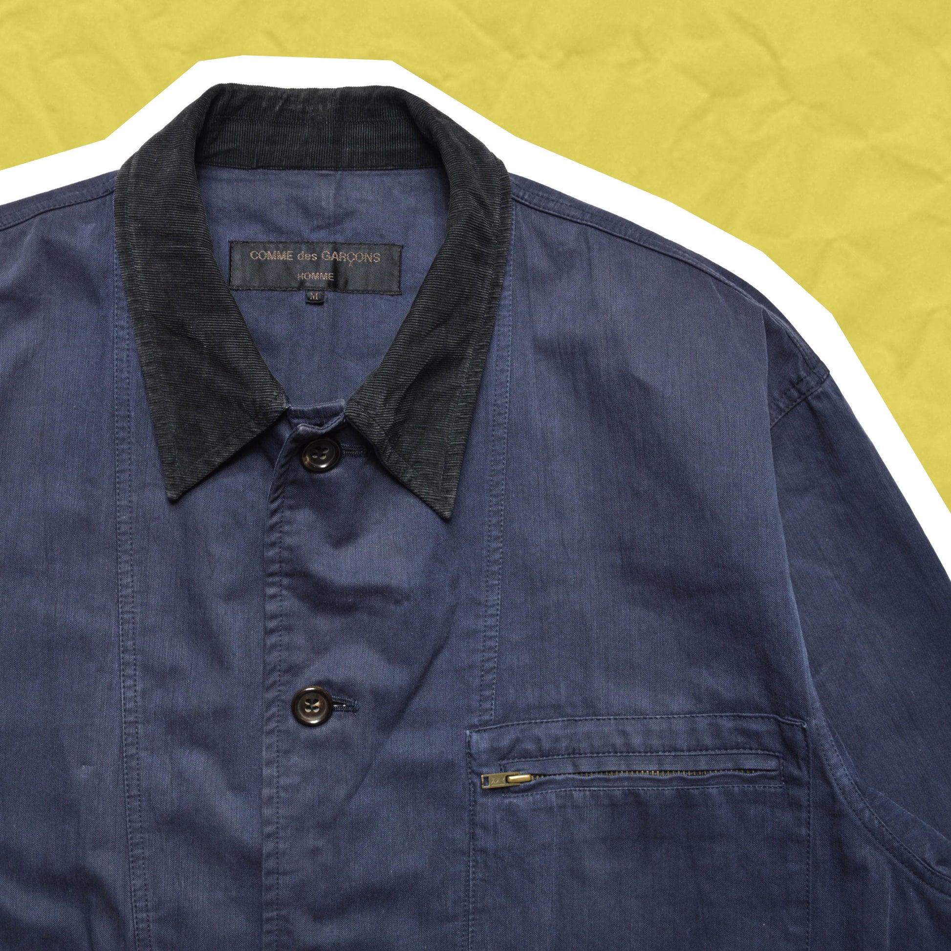 Comme Des Garçons Homme 90's Brushed Cotton Work Jacket With a Corduroy Collar (~L~)