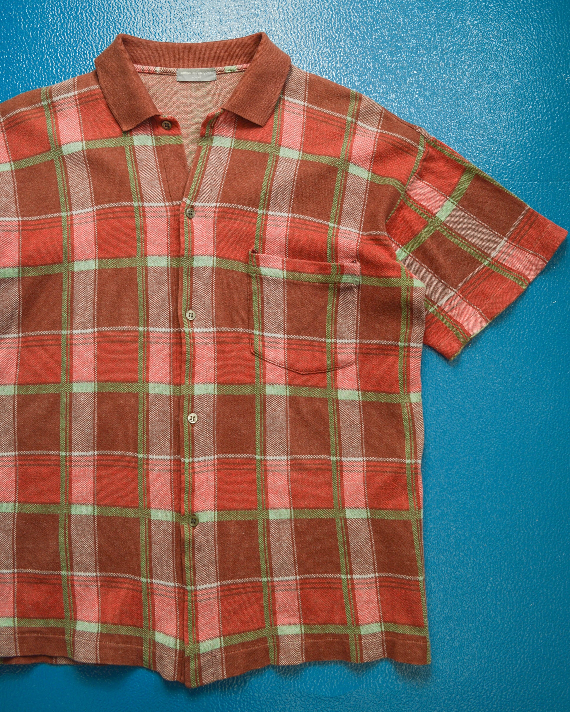 Comme Des Garçons Homme 90s Plaid Button-up Polo (~M~)