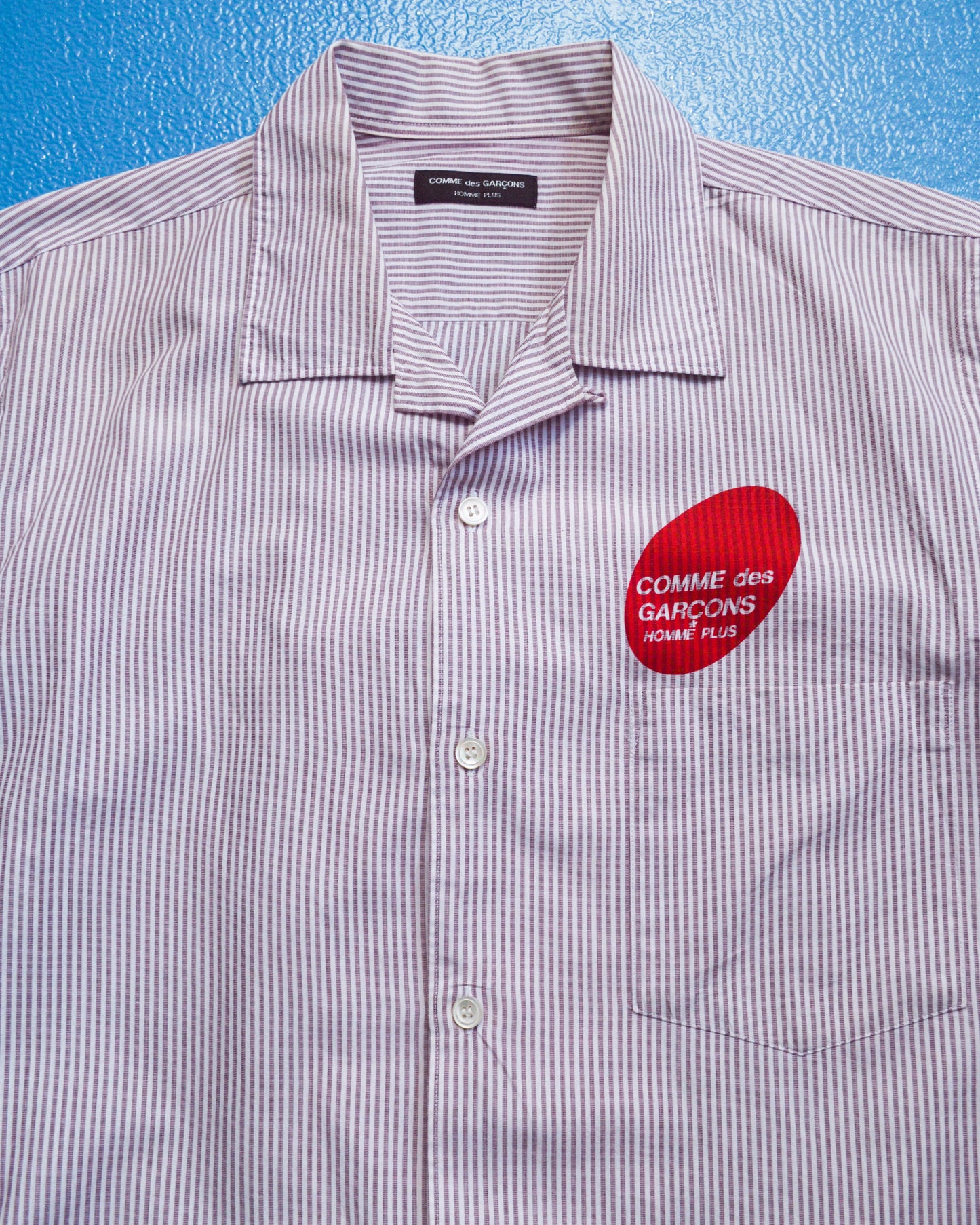 Comme Des Garçons Homme Plus 2002 Logo Print Vertical Striped Shirt (~M~)